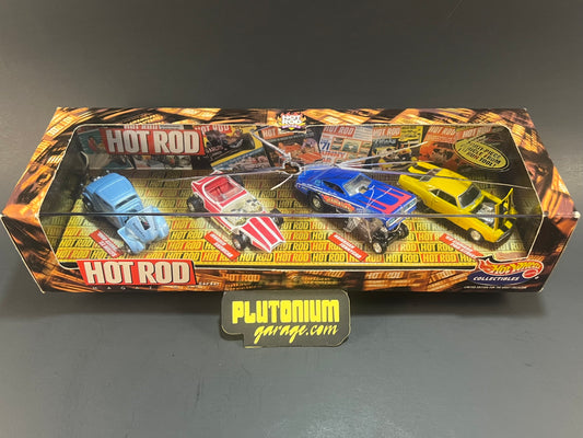 Hot Wheels Collectibles Hot Rod Magazine 4 Car Set **with Destroyed Plastic Display Cover