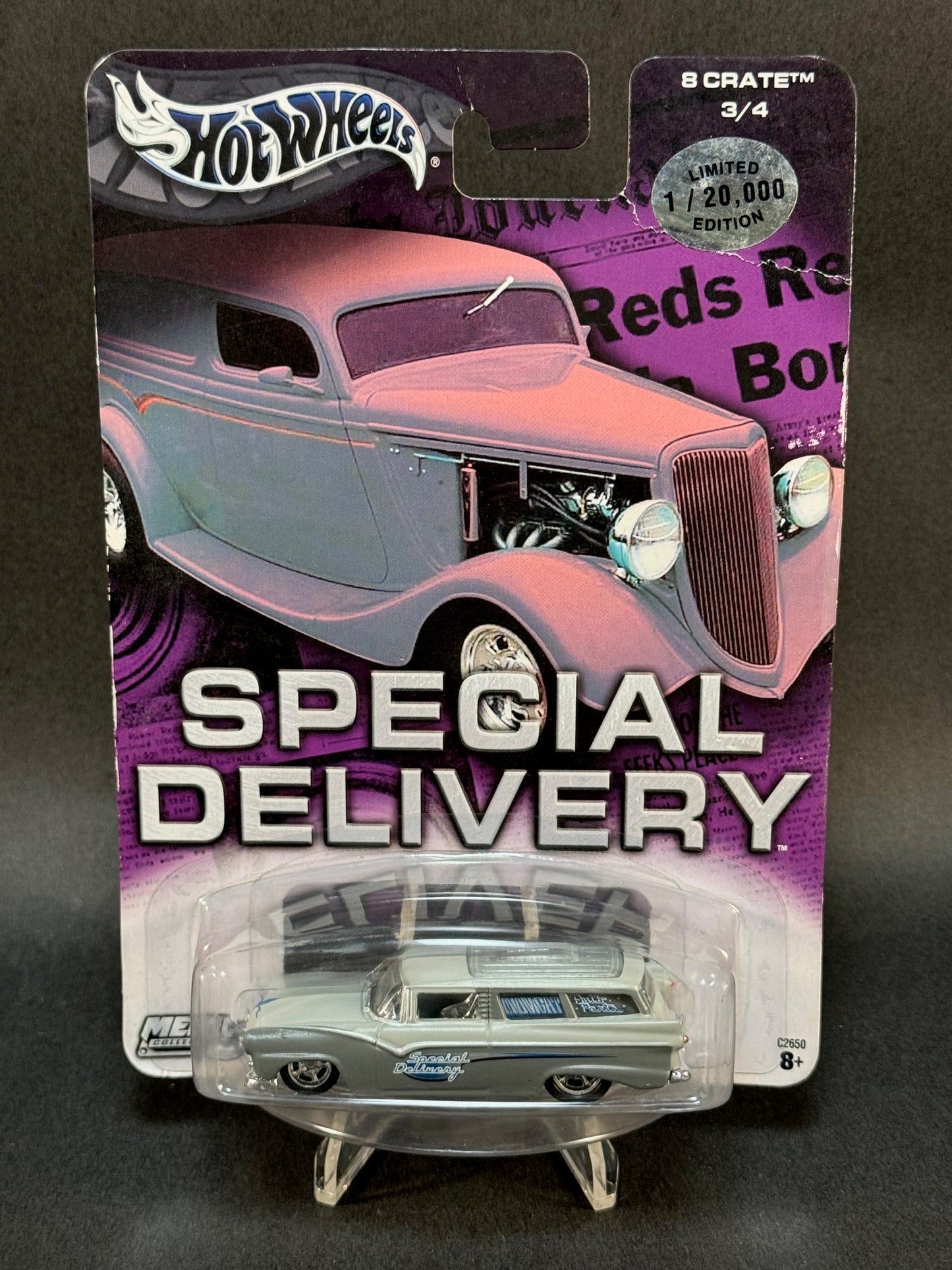 2004 Hot Wheels Limited Edition Special Delivery #3 8 Crate, Silver and White