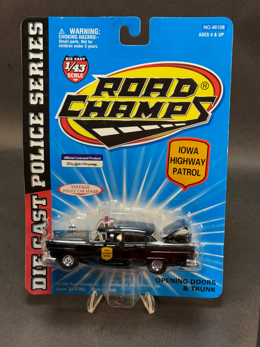 1998 Road Champs Vintage Police Car Series 1:43 Iowa Highway Patrol, Black