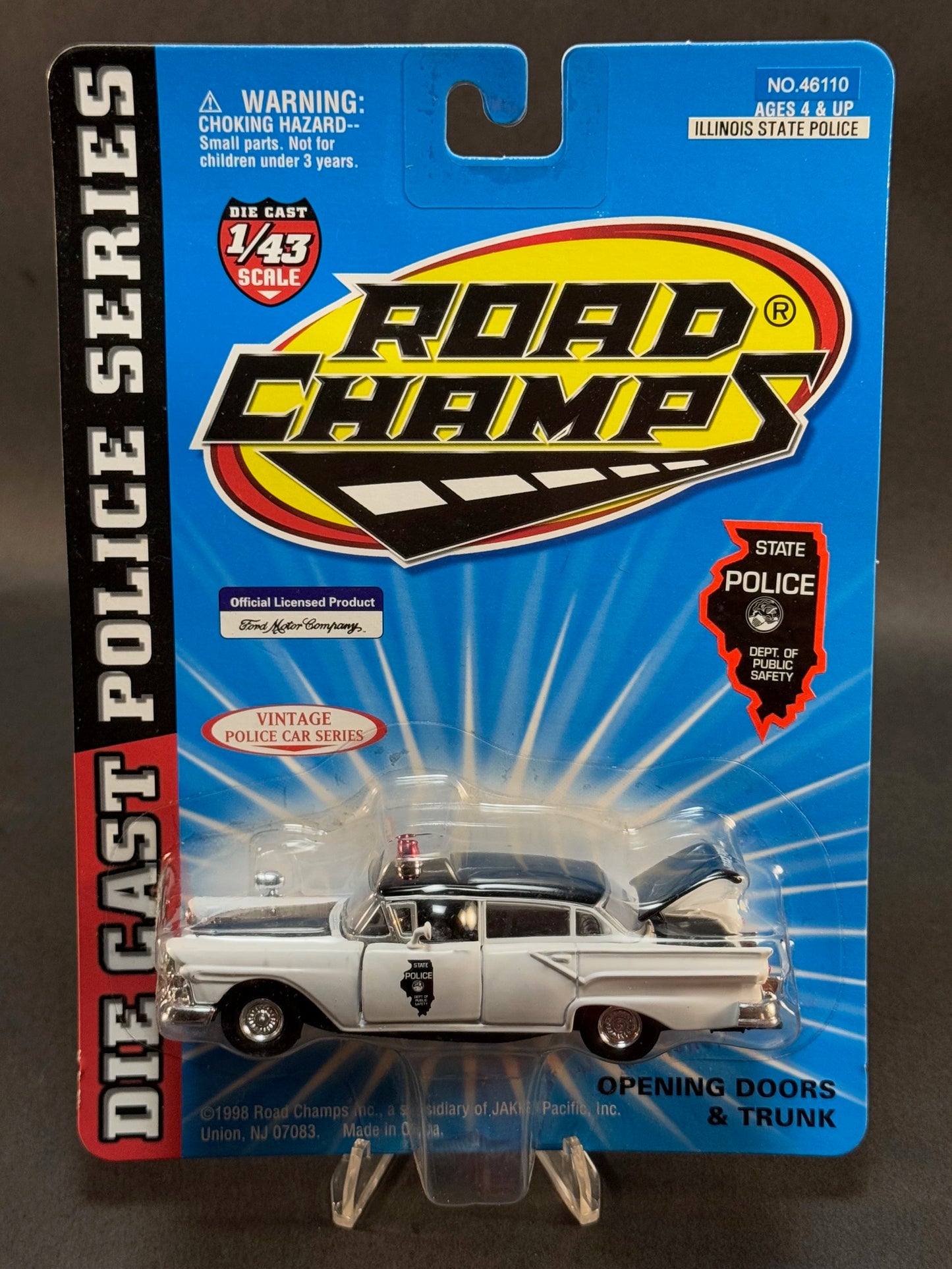 1998 Road Champs Vintage Police Car Series 1:43 Illinois State Police, White