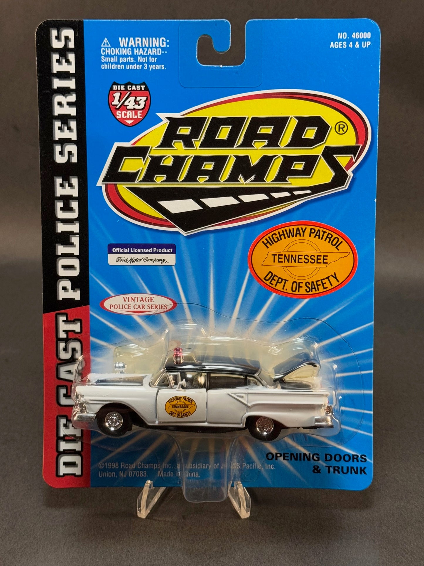 1998 Road Champs Vintage Police Car Series 1:43 Tennessee Highway Patrol, White