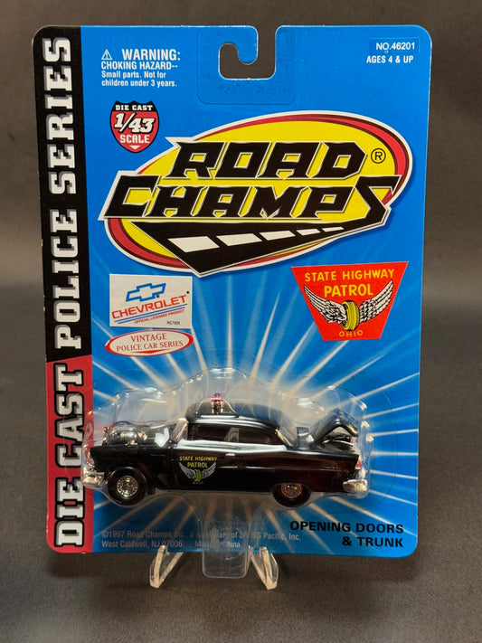 1997 Road Champs Vintage Police Car Series 1:43 Ohio State Highway Patrol, Black