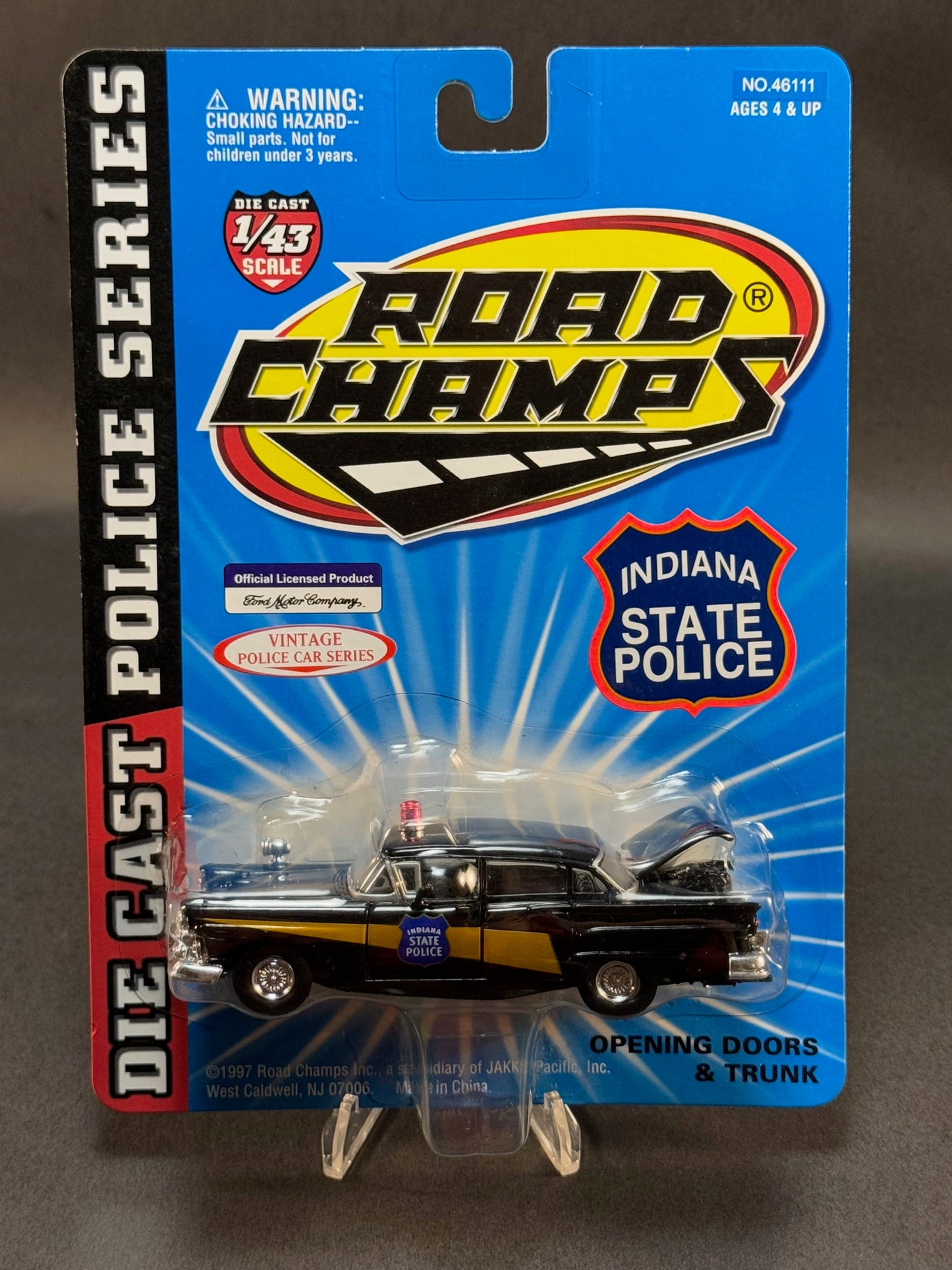 1997 Road Champs Vintage Police Car Series 1:43 Indiana State Police, Black