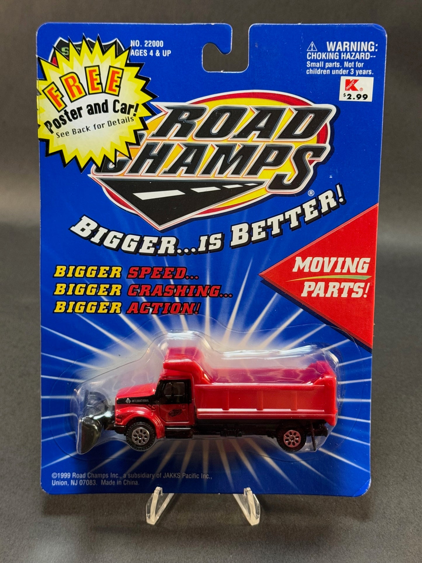 1999 Road Champs 1:43 International Plow Truck, Red and Black