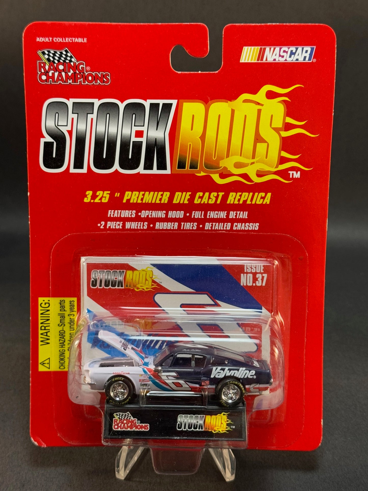 1997 Racing Champions NASCAR Stock Rods #37 Valvoline 6, White and Blue