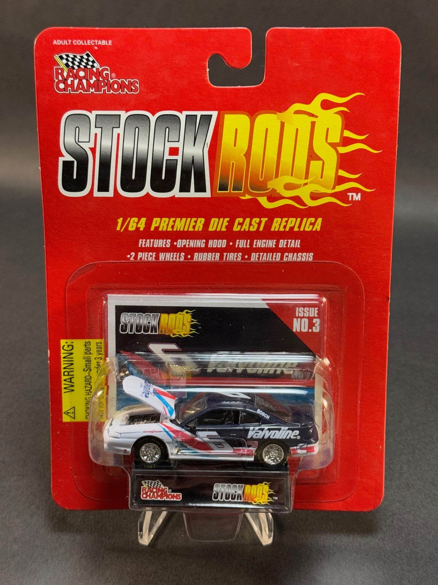 1997 Racing Champions NASCAR Stock Rods #3 Valvoline 6, Blue and White