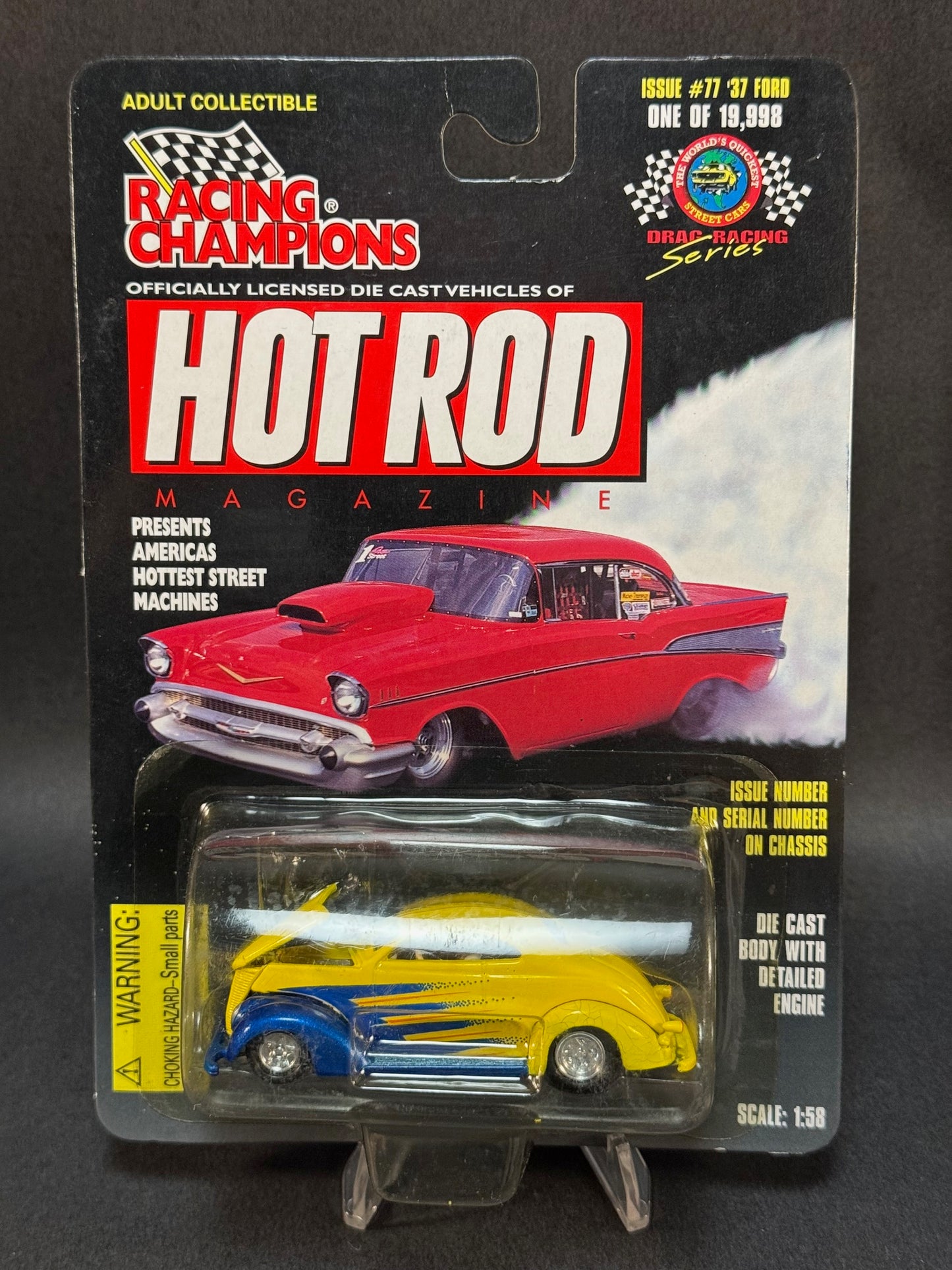 1998 Racing Champions Hot Rod Magazine Issue #77 '37 Ford, Yellow