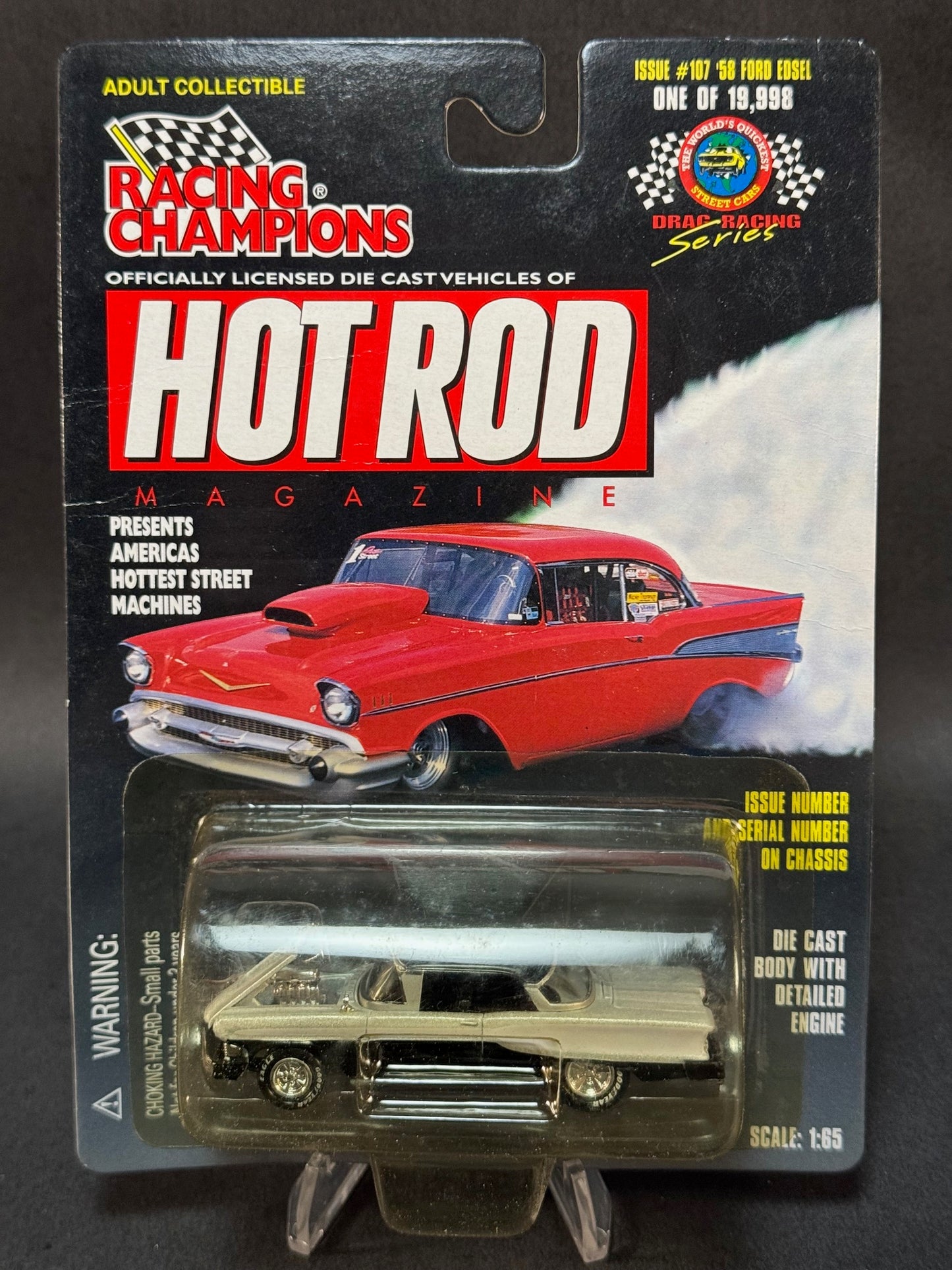 1998 Racing Champions Hot Rod Magazine Issue #107 '58 Ford Edsel, Black and White
