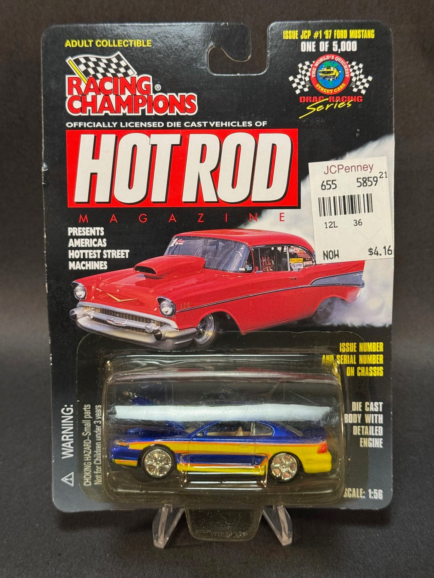 1998 Racing Champions Hot Rod Magazine JC Penney Issue #1 '97 Ford Mustang, Blue