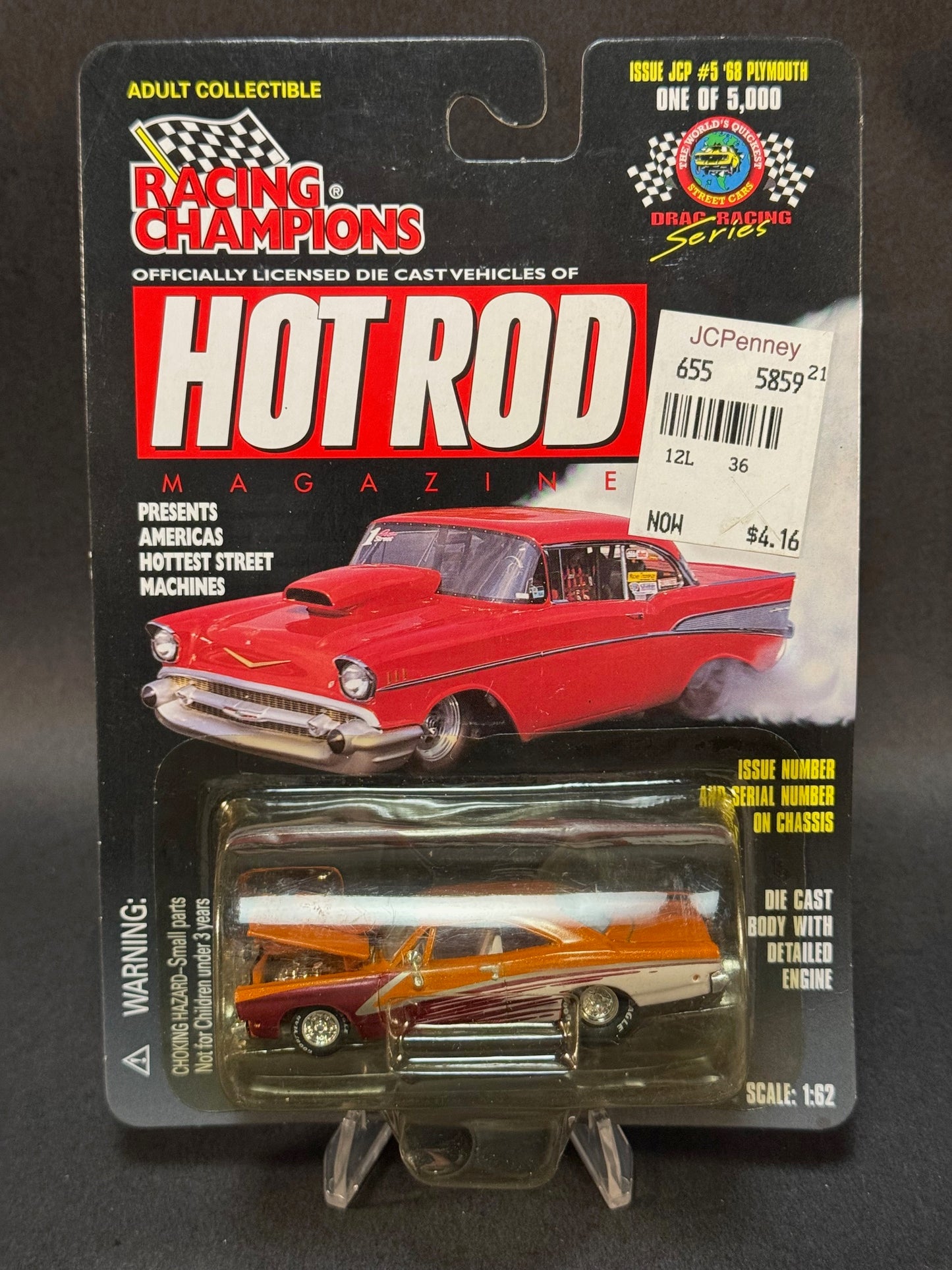 1997 Racing Champions Hot Rod Magazine JC Penney Issue #5 '68 Plymouth, Orange