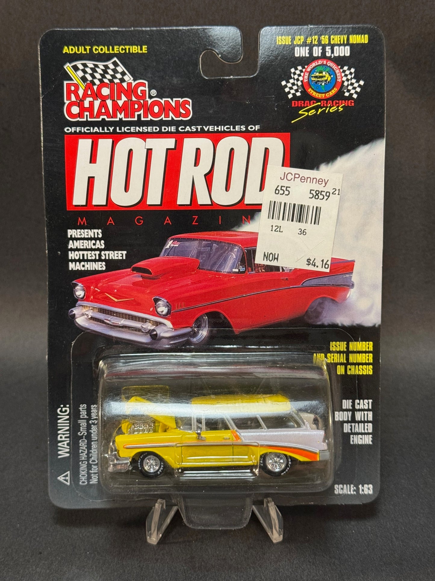 1997 Racing Champions Hot Rod Magazine JC Penney Issue #12 '56 Chevy Nomad, Yellow