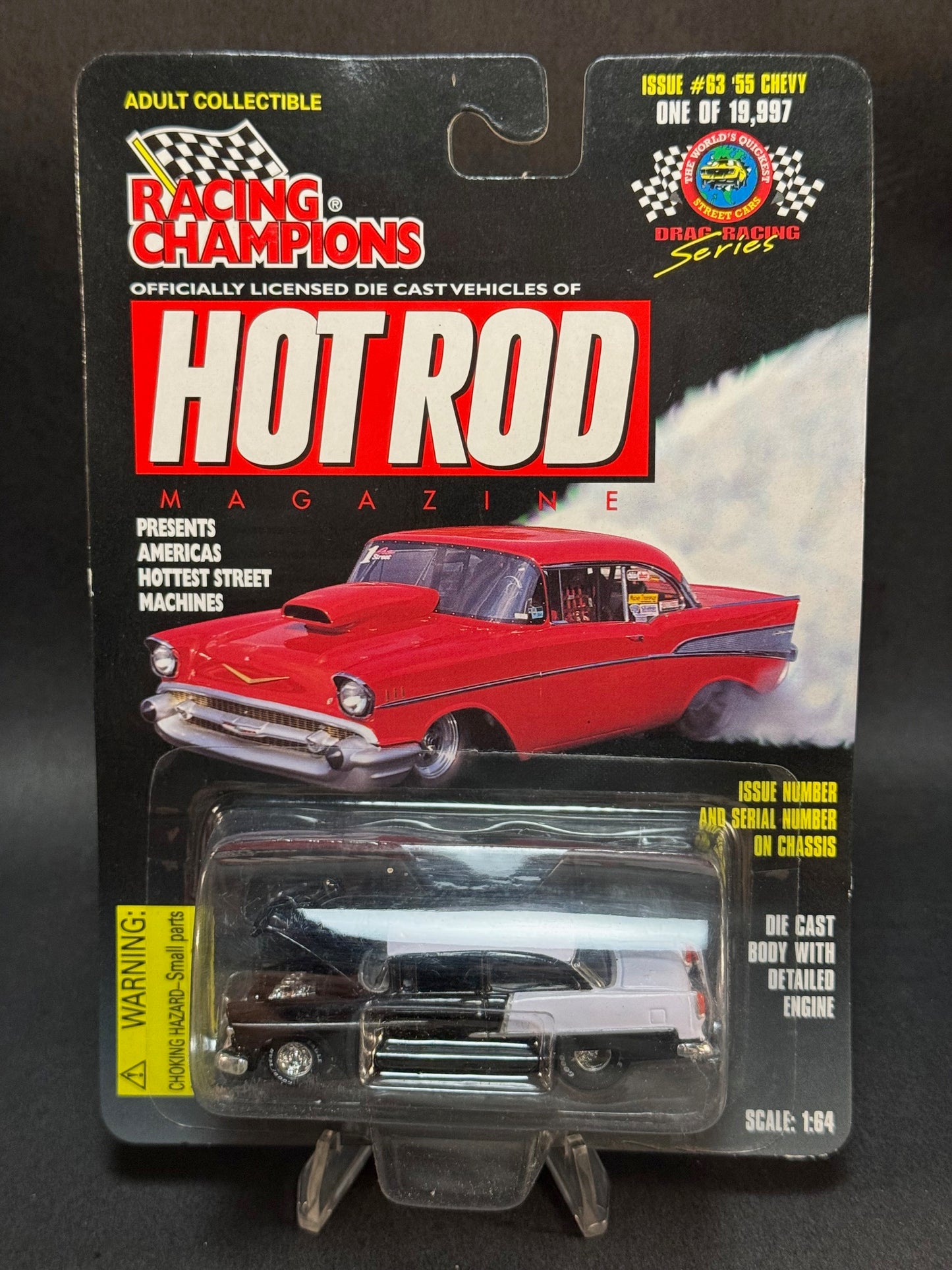 1997 Racing Champions Hot Rod Magazine Issue #63 '55 Chevy, Black and White