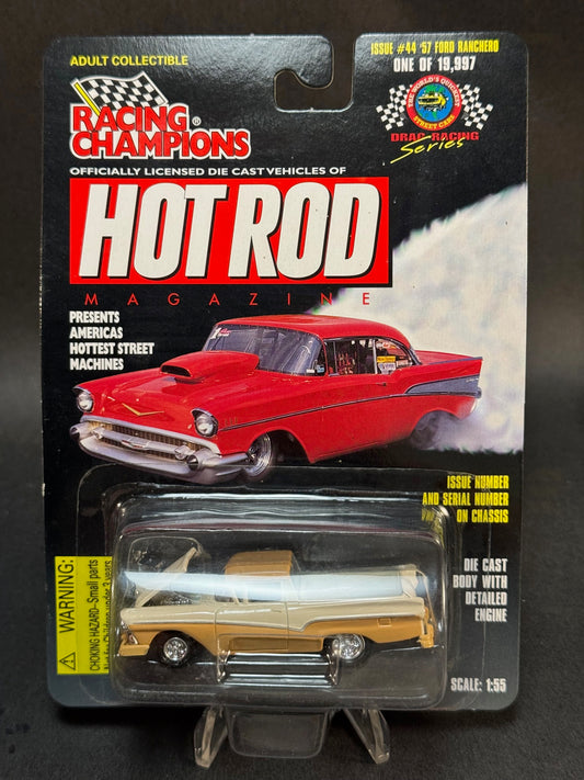 1997 Racing Champions Hot Rod Magazine Issue #44 '57 Ford Ranchero, Beige and White