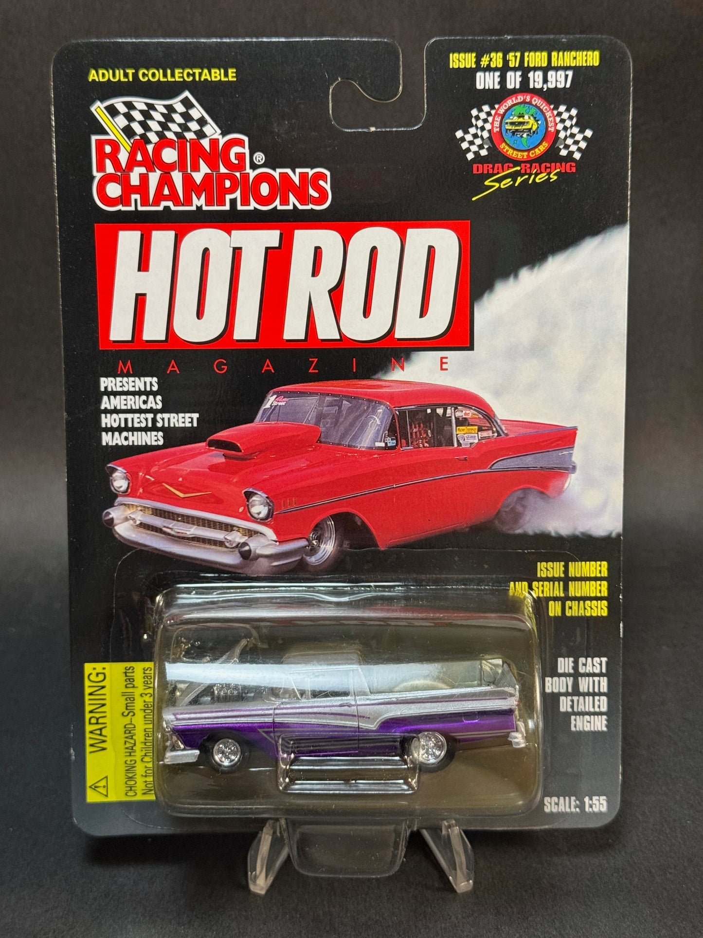 1997 Racing Champions Hot Rod Magazine Issue #36 '57 Ford Ranchero, Purple and Silver