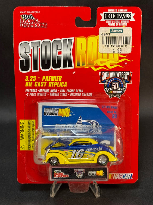 1998 Racing Champions NASCAR Stock Rods #83 '37 Ford Coupe, Yellow and Blue