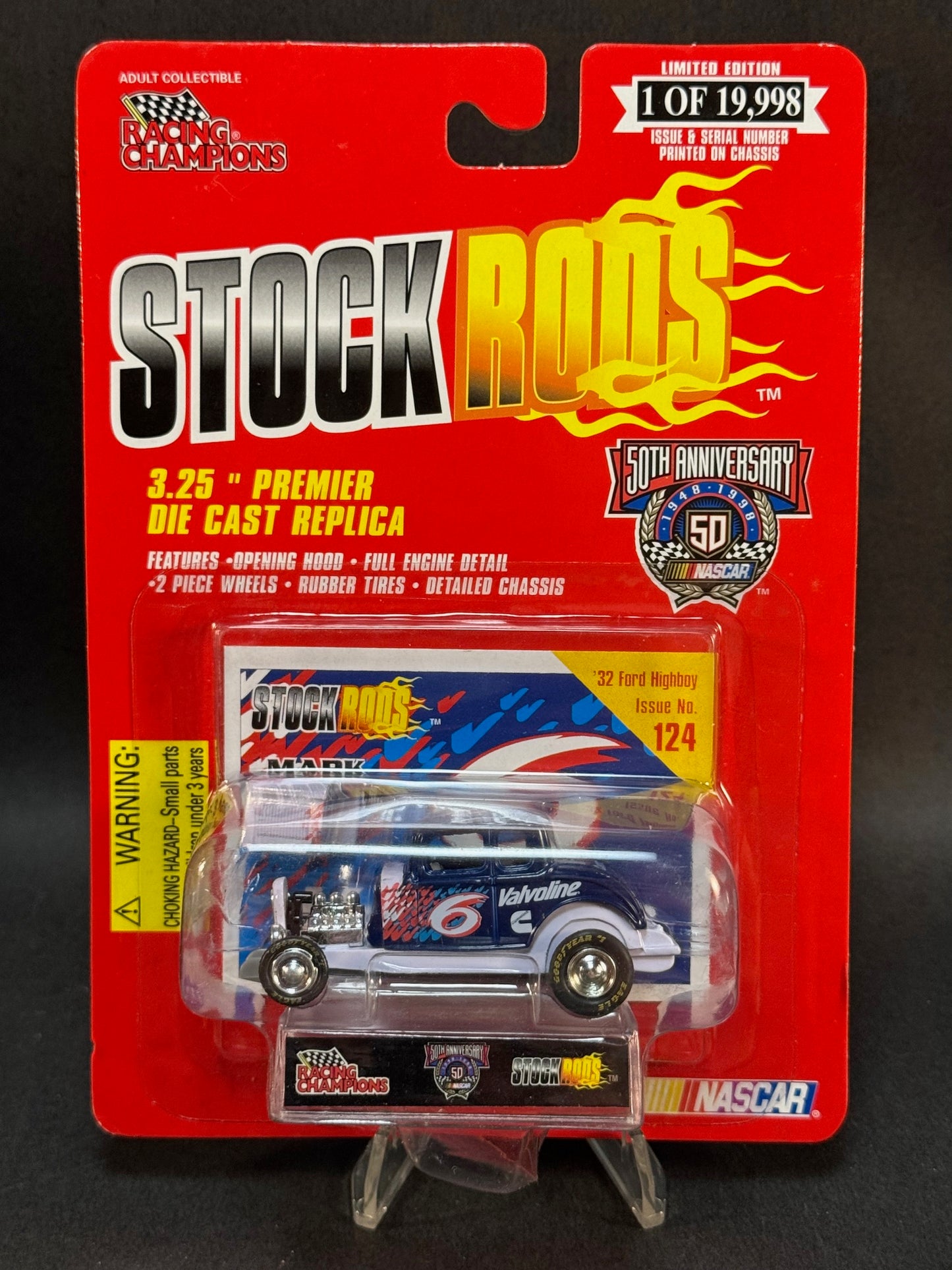 1998 Racing Champions NASCAR Stock Rods #124 '32 Ford Highboy, White and Blue
