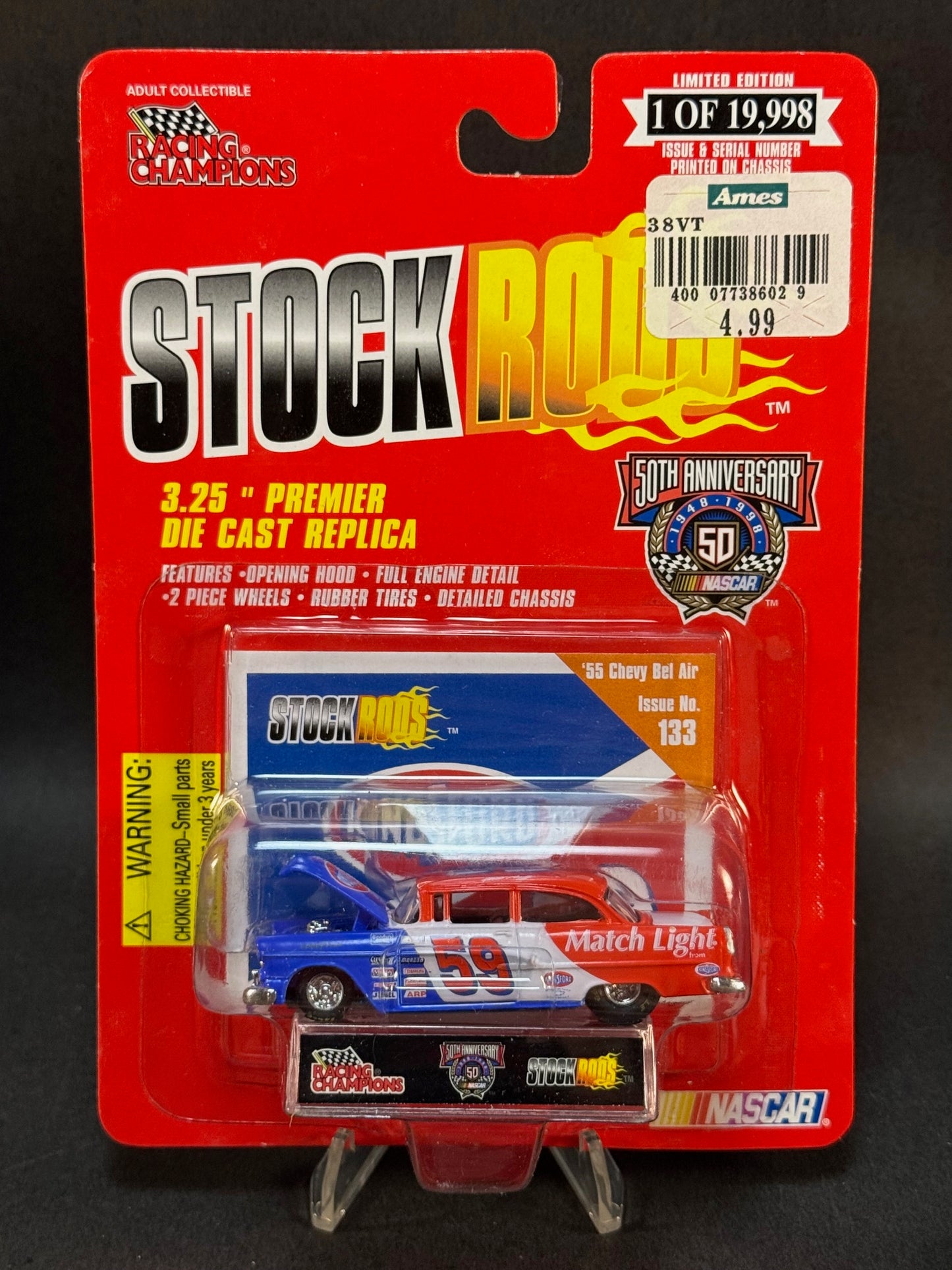 1998 Racing Champions NASCAR Stock Rods #133 '34 Ford Coupe, Red White and Blue