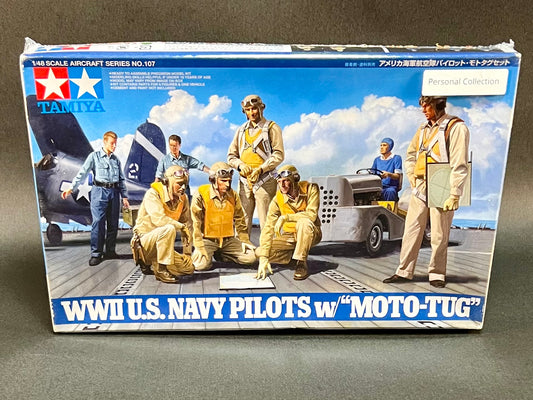 Tamiya Model Kit 61107 1:48 Scale WWII US Navy Pilots w/"Moto-Tug"