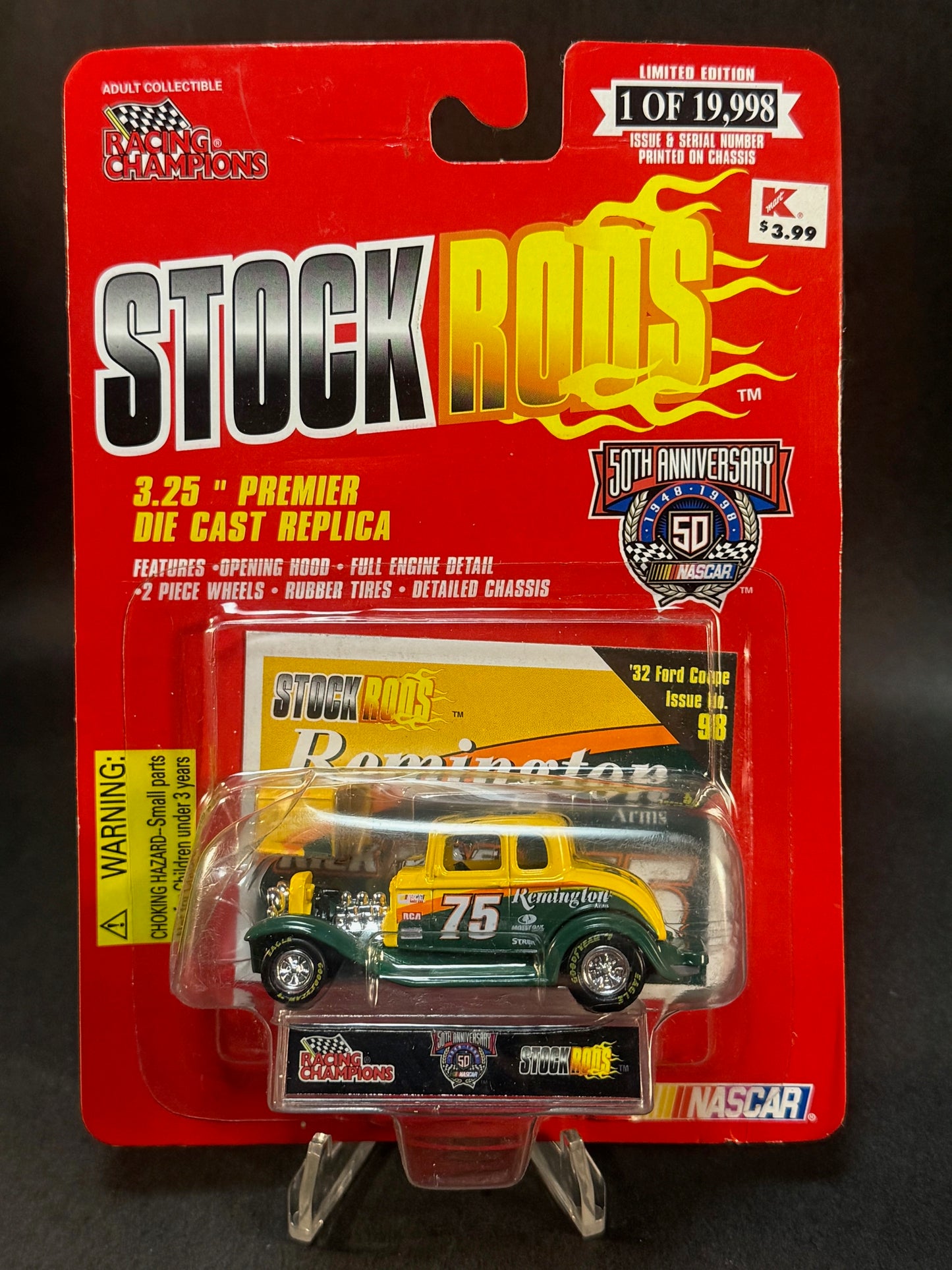 1998 Racing Champions NASCAR Stock Rods #98 '32 Ford Coupe, Green and Yellow