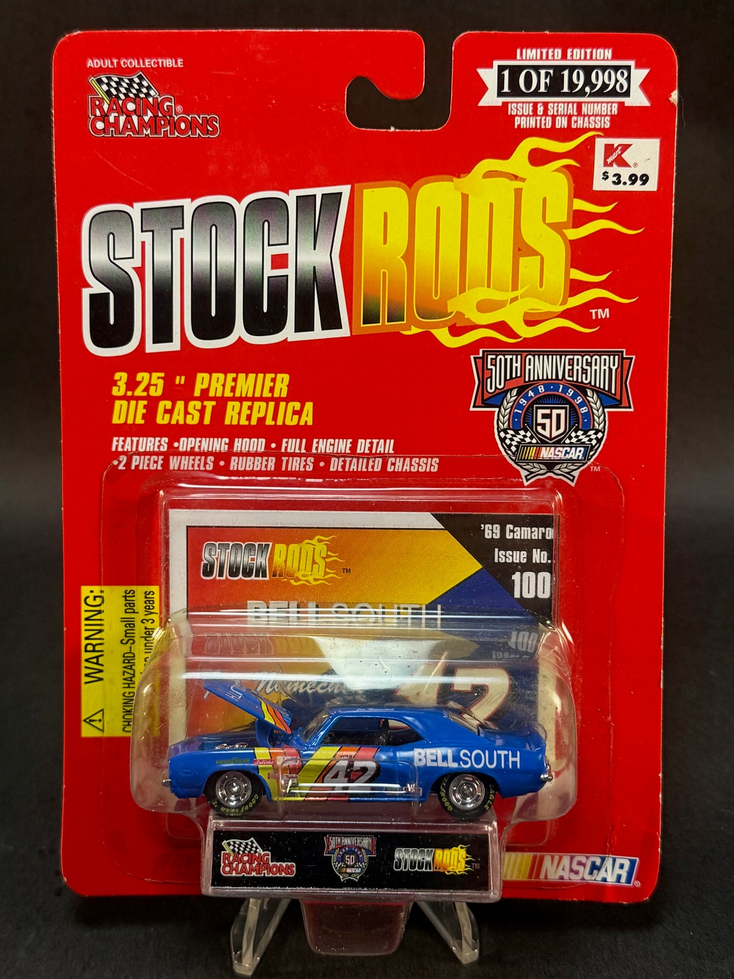 1998 Racing Champions NASCAR Stock Rods #100 '69 Camaro, Blue