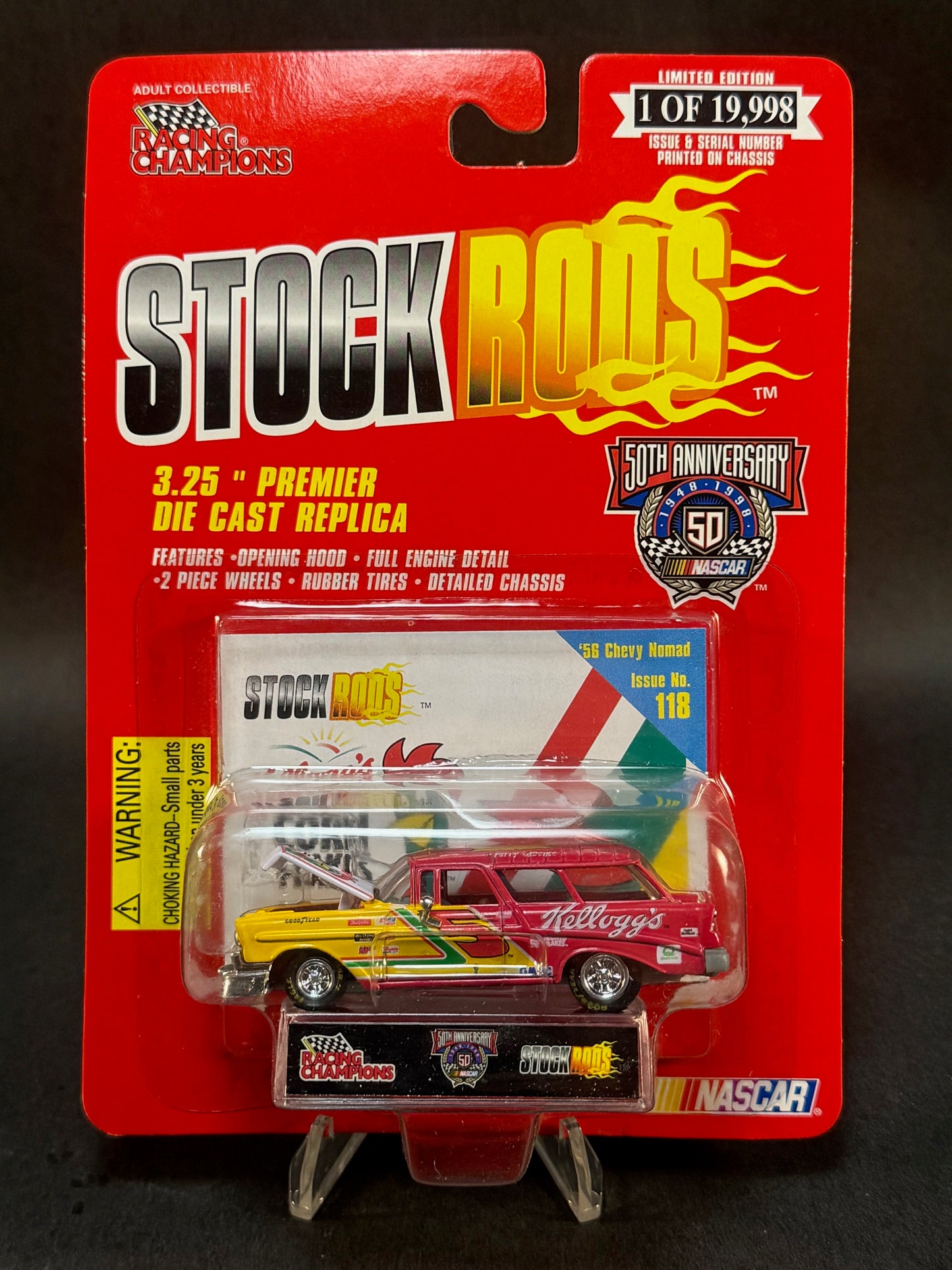 1998 Racing Champions NASCAR Stock Rods #118 '56 Chevy Nomad, Red and Yellow