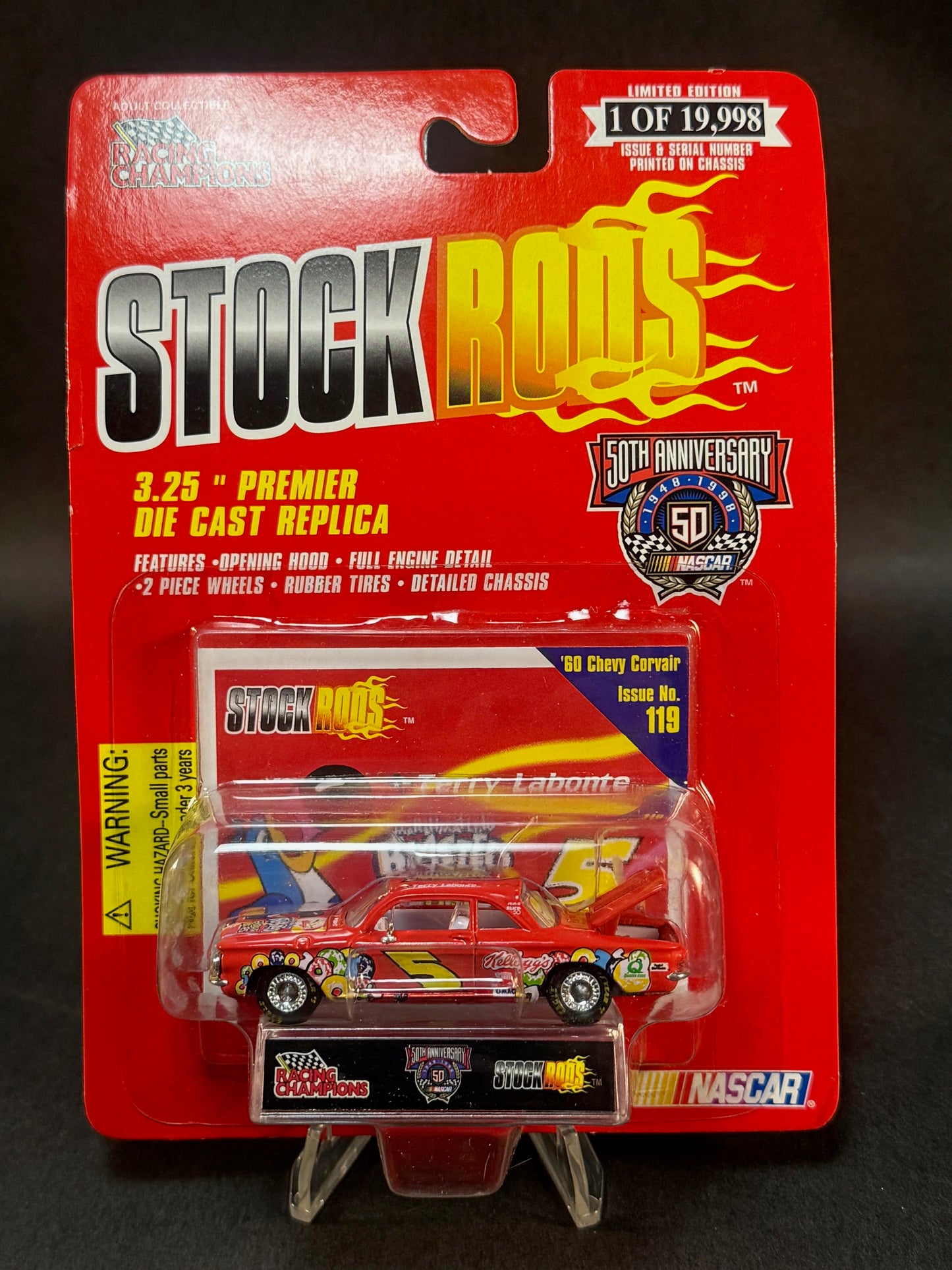 1998 Racing Champions NASCAR Stock Rods #119 '60 Chevy Corvair, Red