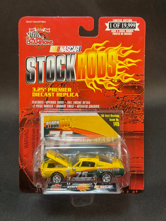 1999 Racing Champions NASCAR Stock Rods #145 '68 Ford Mustang, Yellow and Green