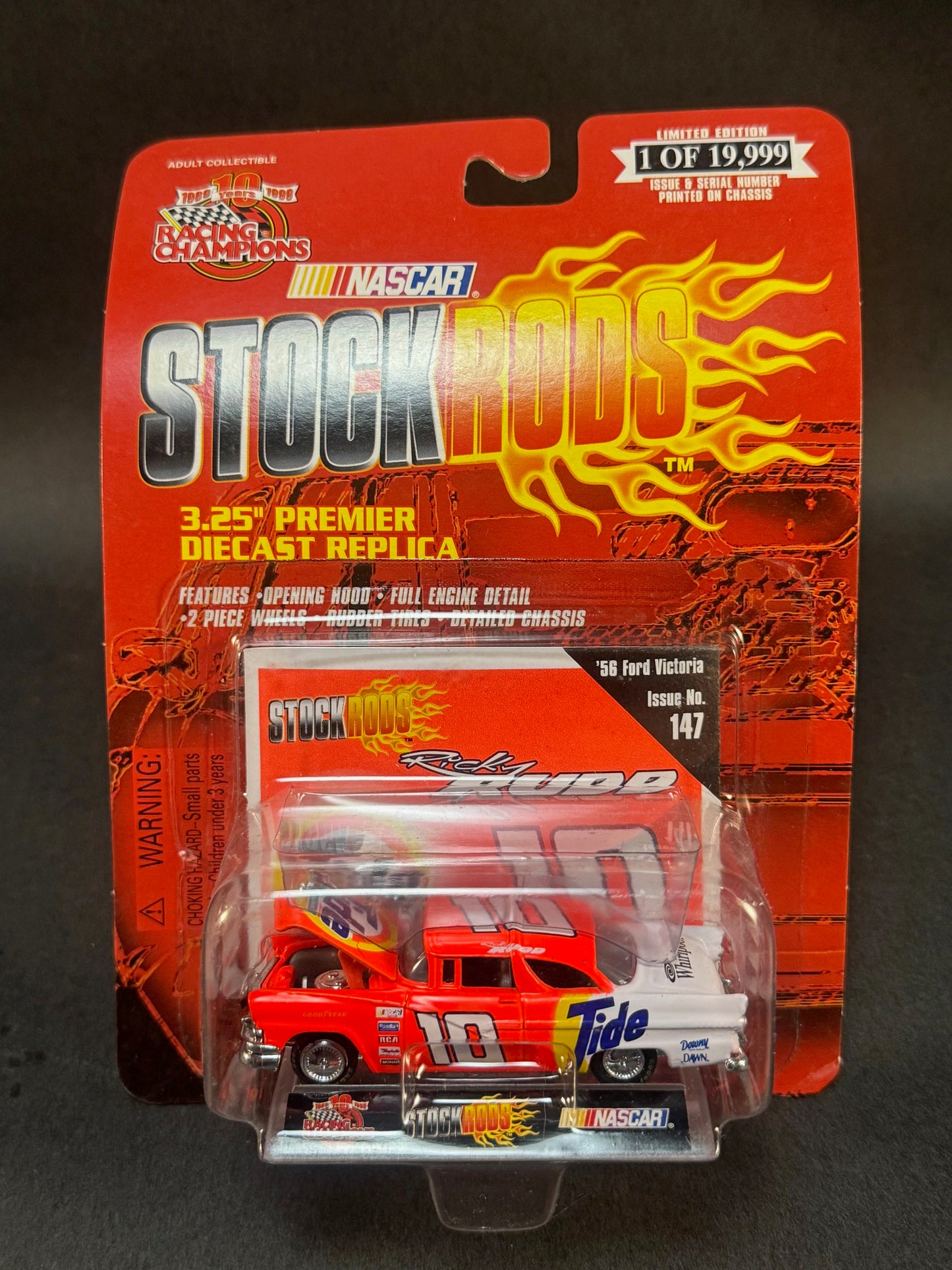 1999 Racing Champions NASCAR Stock Rods #147 '56 Ford Victoria, Orange and White