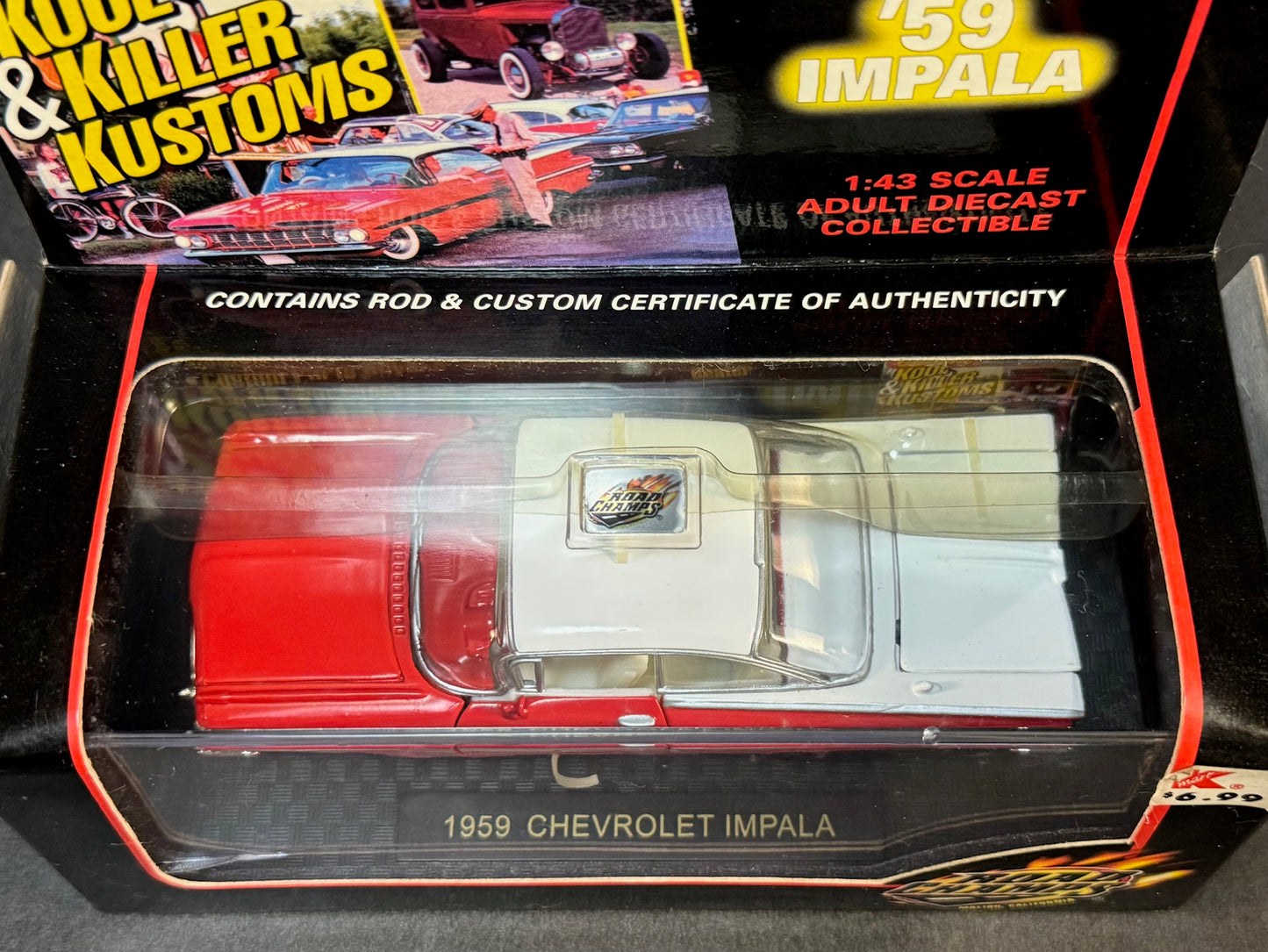 2000 Road Champs Limited Edition Rod & Custom 1959 Chevrolet Impala, Red and White