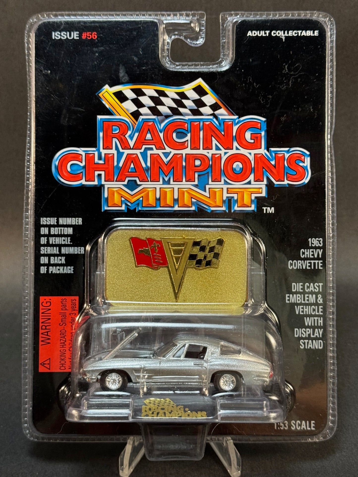 1996 Racing Champions MINT Edition Issue #56 1963 Chevy Corvette, Silver