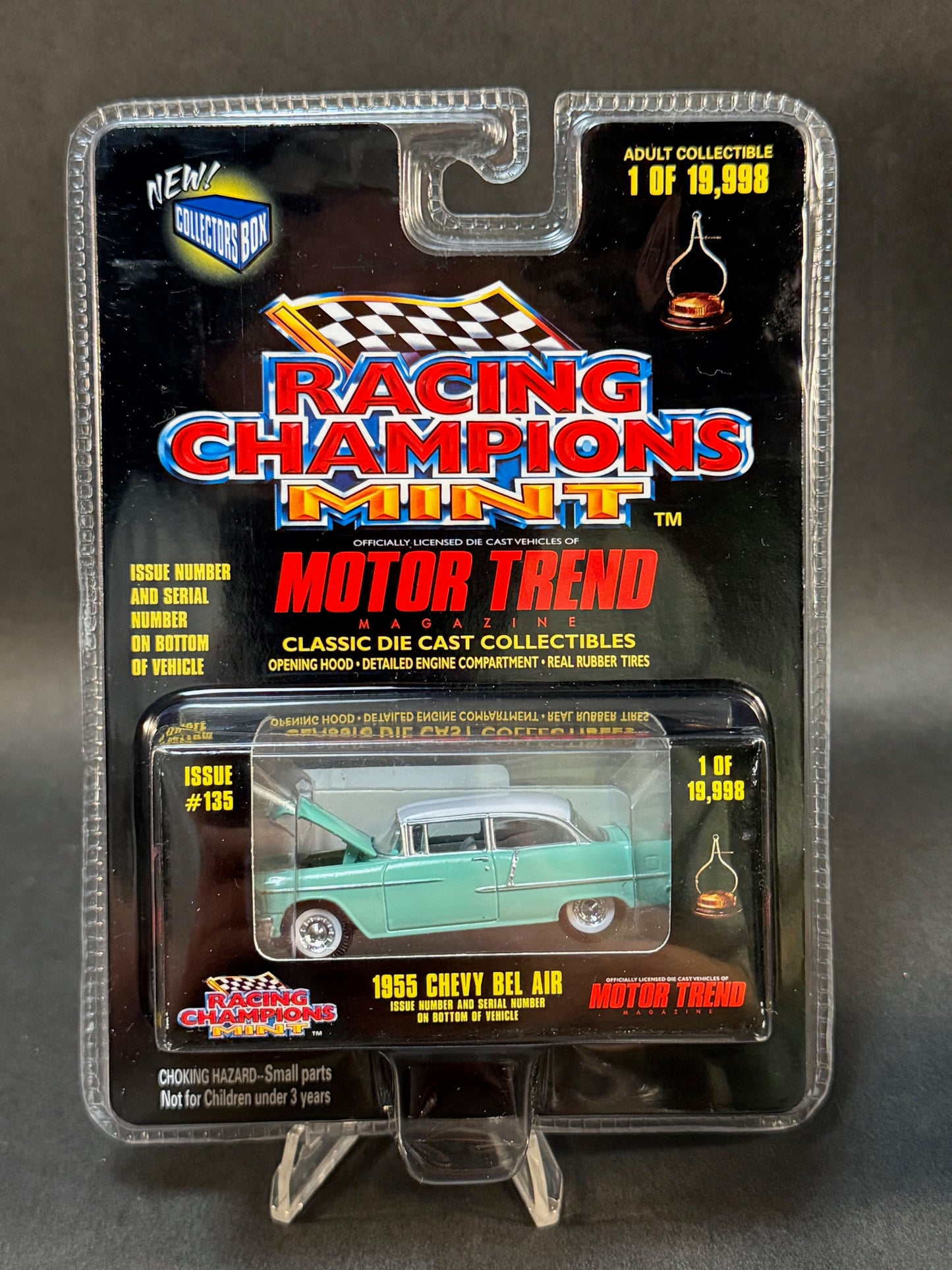 Racing Champions 1998 MINT Motor Trend Issue #135 1955 Chevy Bel Air, Teal