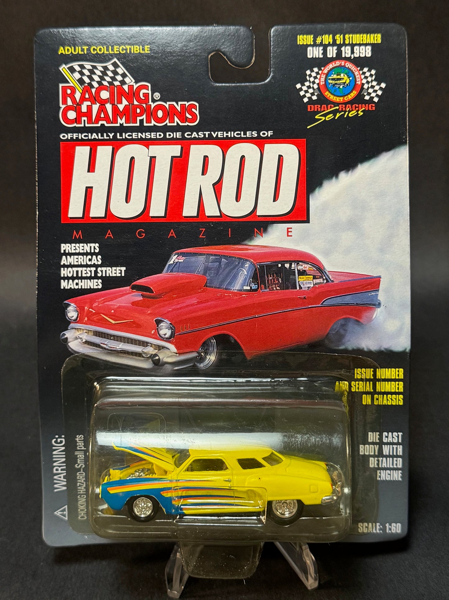 1998 Racing Champions Hot Rod Magazine Issue #104 '51 Studebaker, Yellow