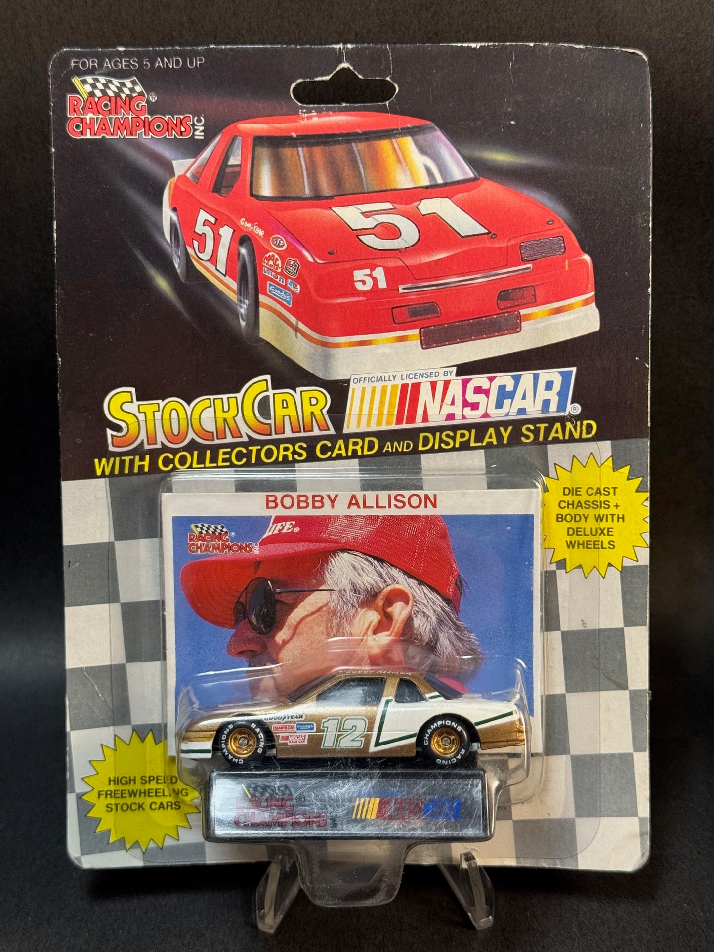 1991 Racing Champions NASCAR Stock Car Bobby Allison #12 Miller, Gold