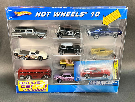 Hot Wheels 10 with Exclusive Dodge Charger and Bonus 2005 Mustang GT