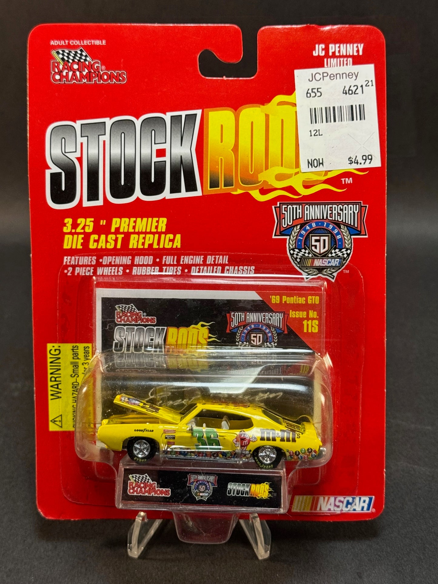 1998 Racing Champions NASCAR Stock Rods Issue No. 11S '69 Pontiac GTO M&M's #36