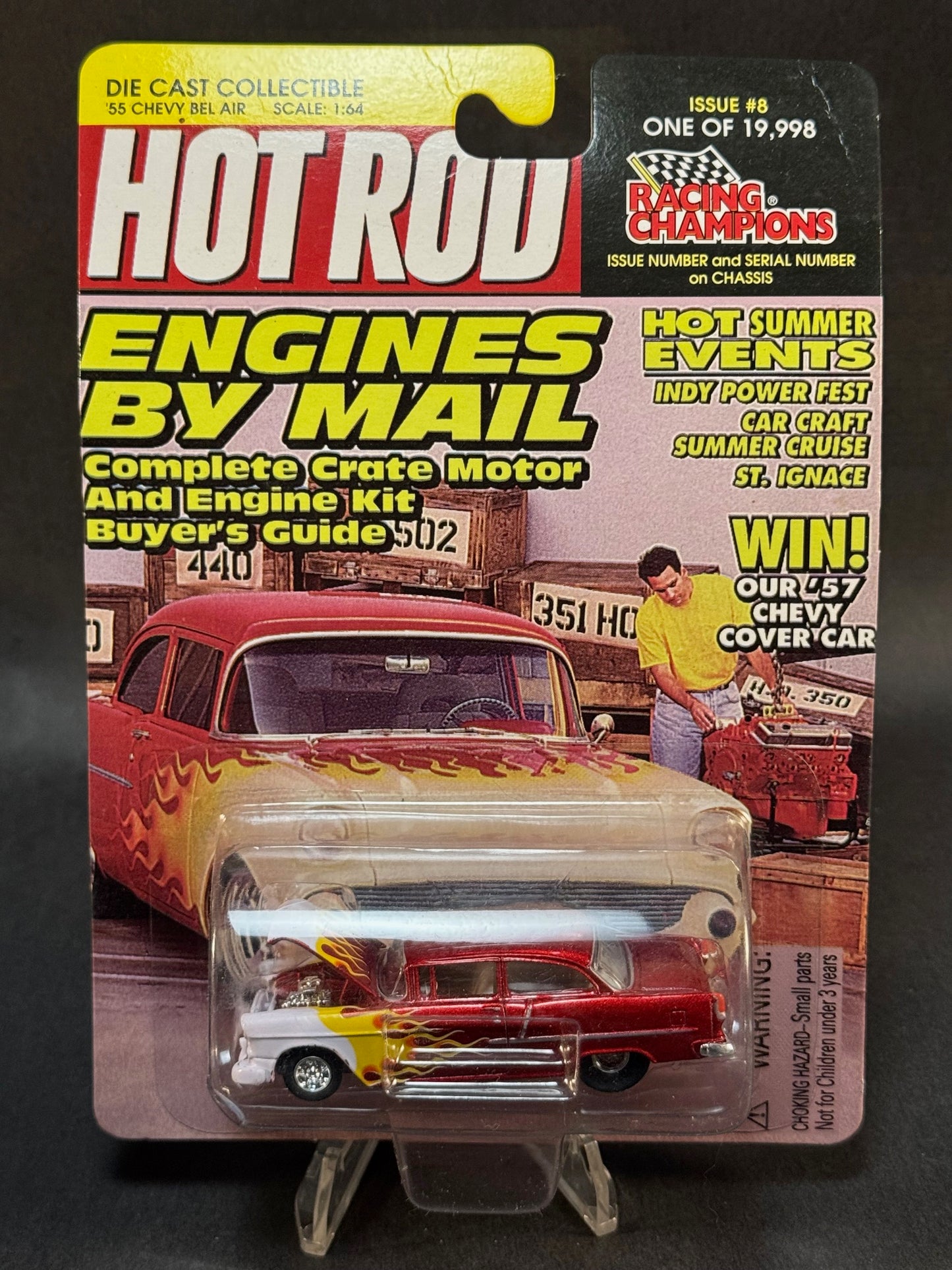 1998 Racing Champions Hot Rod Magazine #8 '55 Chevy Bel Air, Red