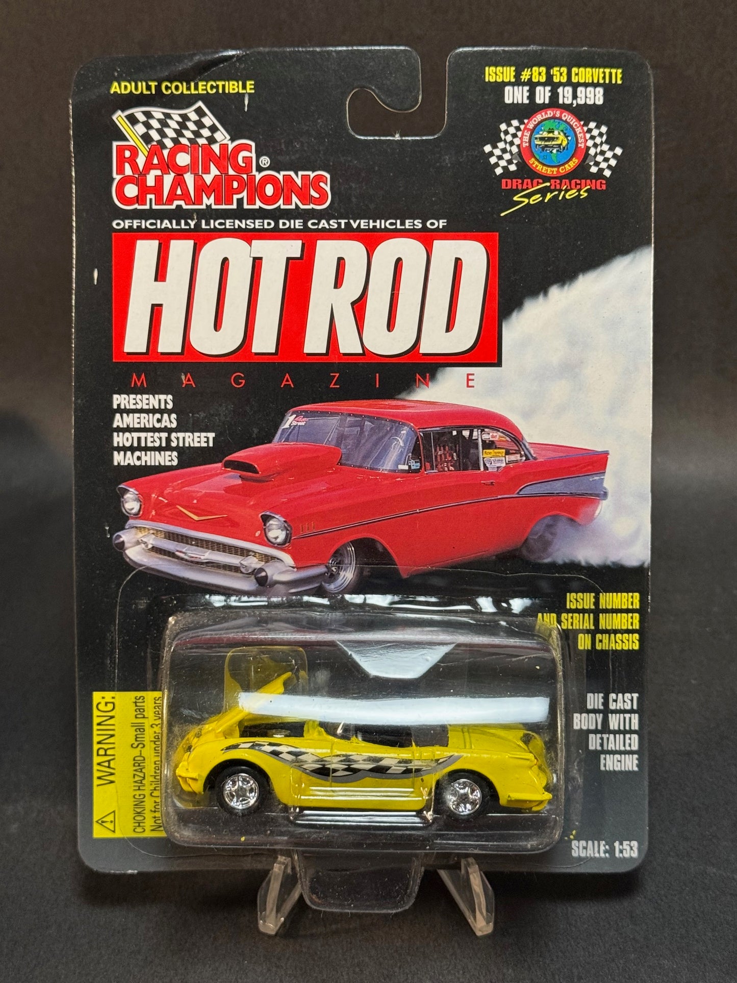 1998 Racing Champions Hot Rod Magazine Issue #83 '53 Corvette, Yellow