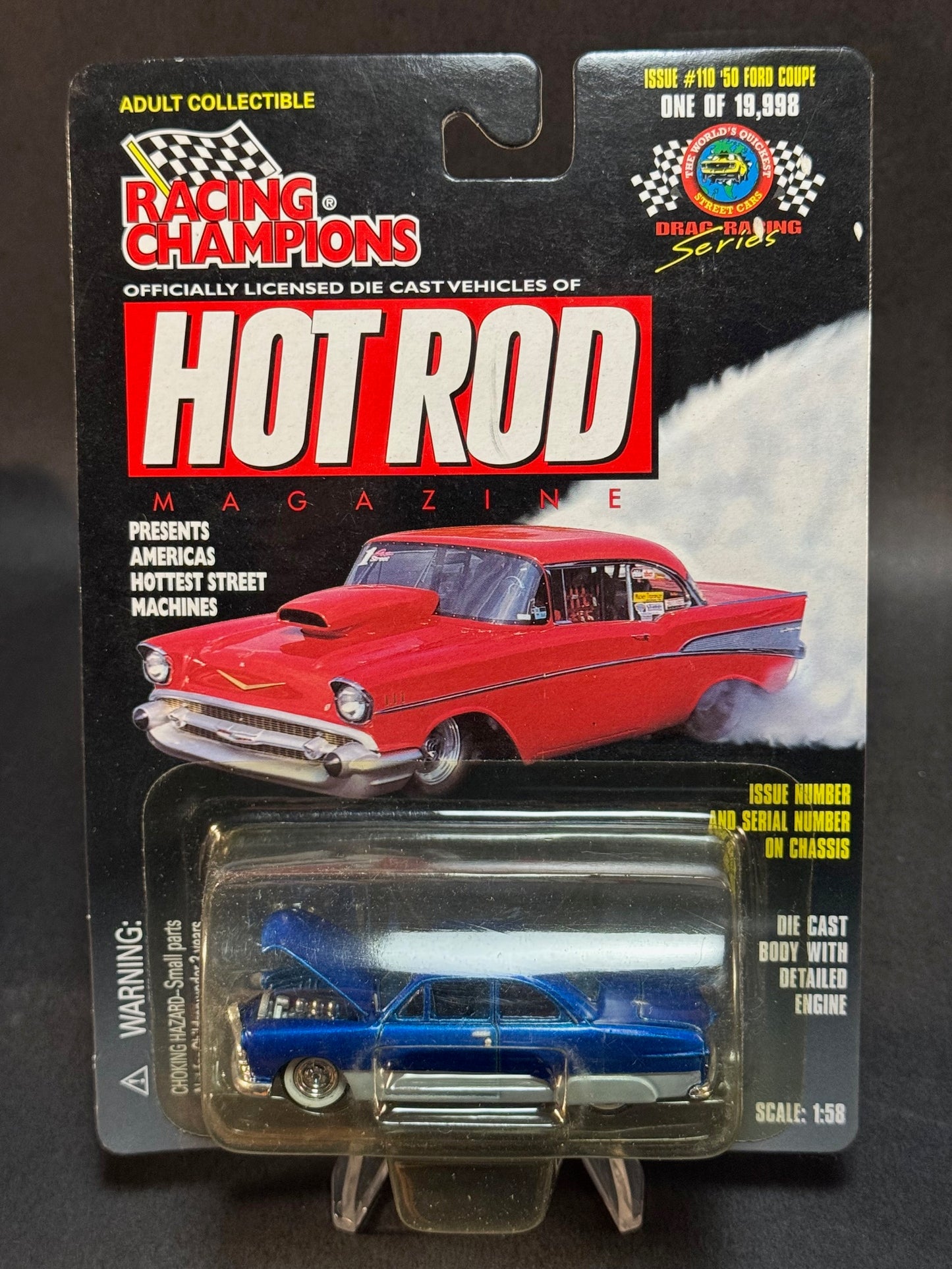 1998 Racing Champions Hot Rod Magazine Issue #110 '50 Ford Coupe, Blue