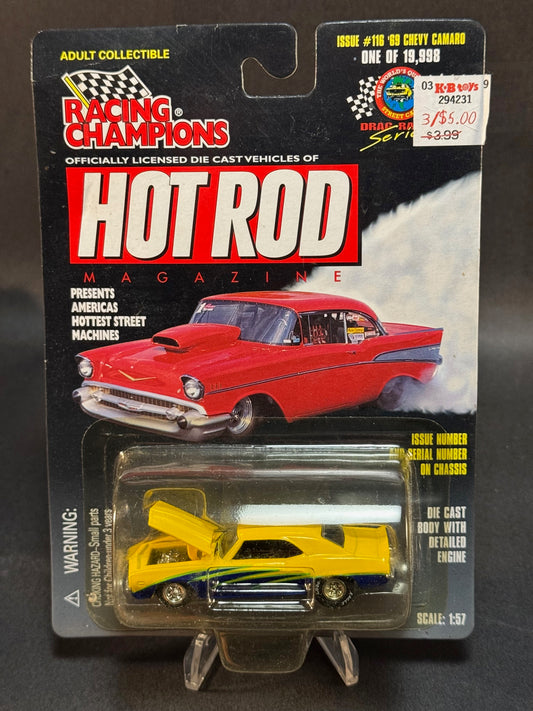 1998 Racing Champions Hot Rod Magazine Issue #116 '69 Chevy Camaro, Yellow