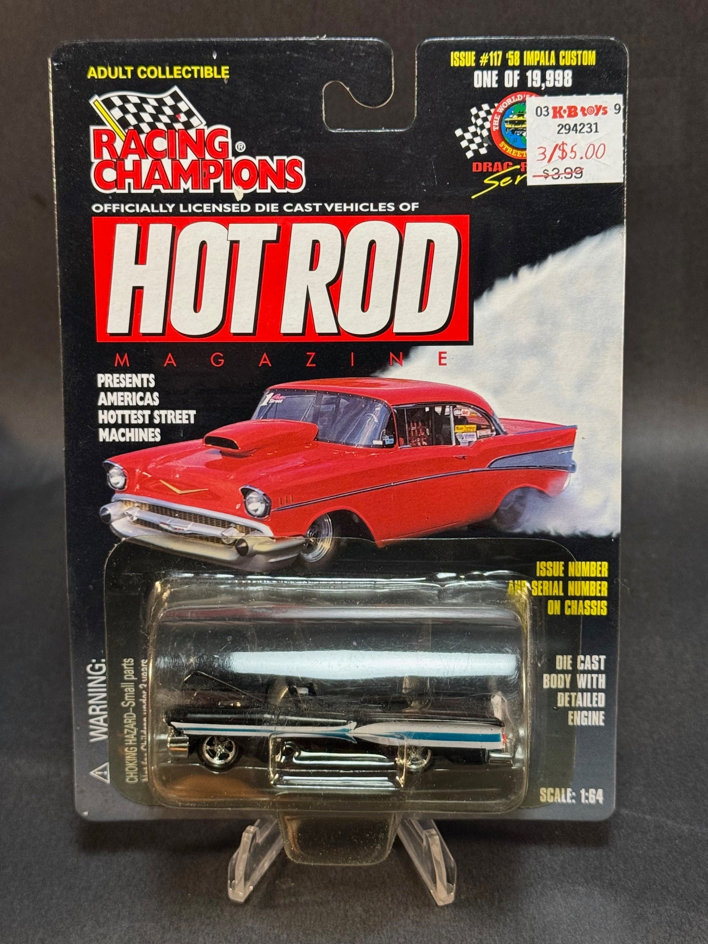 1998 Racing Champions Hot Rod Magazine Issue #117 '58 Impala Custom, Black