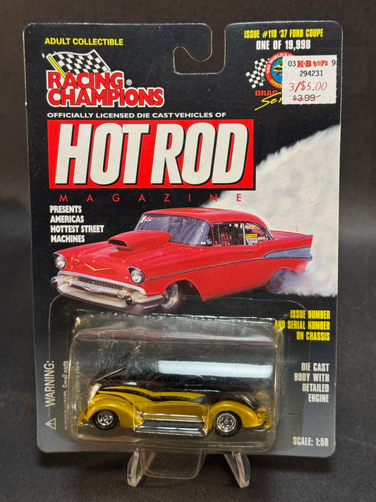 1998 Racing Champions Hot Rod Magazine Issue #118 '37 Ford Coupe, Black and Gold