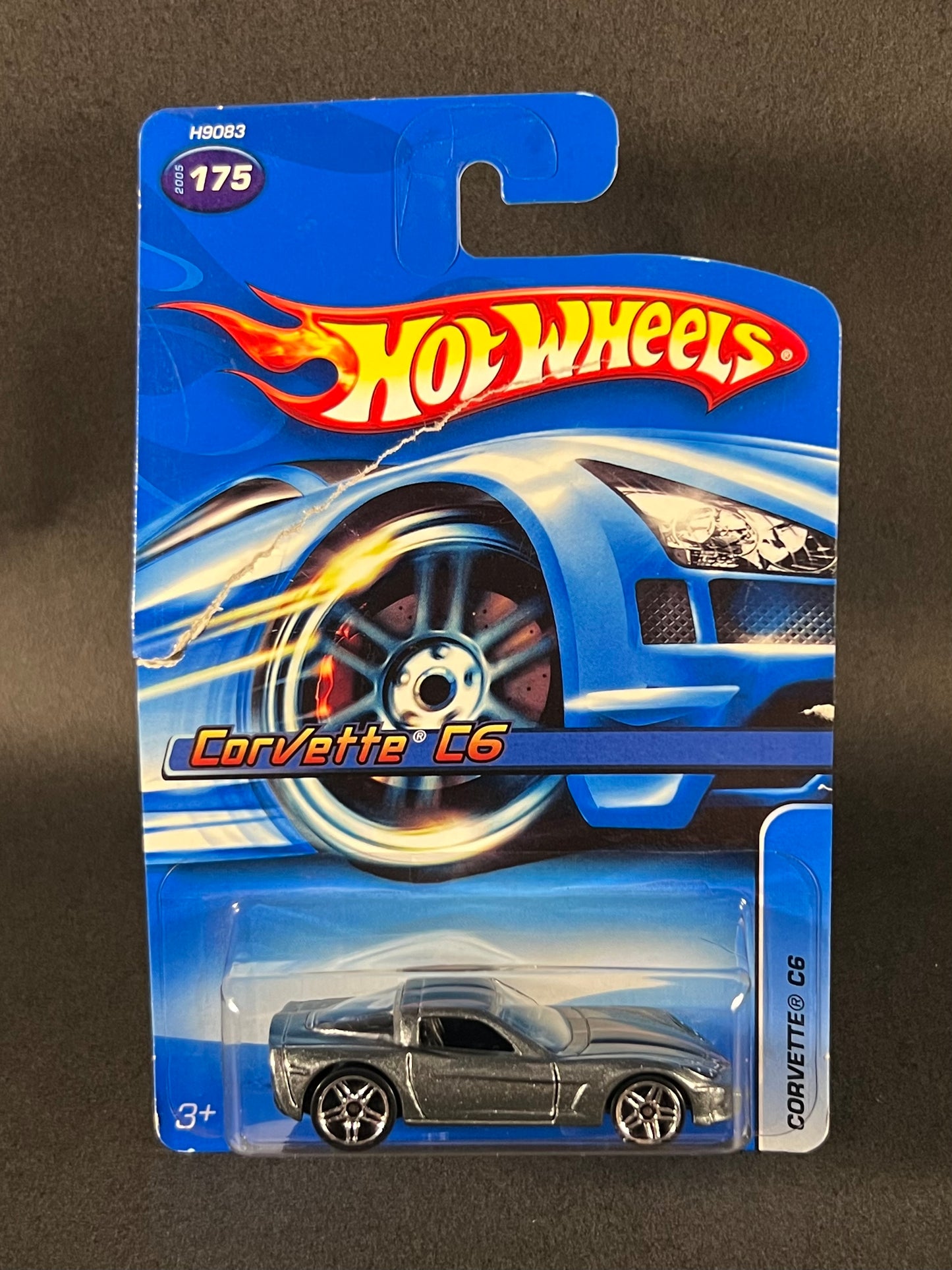 Hot Wheels 2005 #175 Corvette C6, Silver *Torn Card