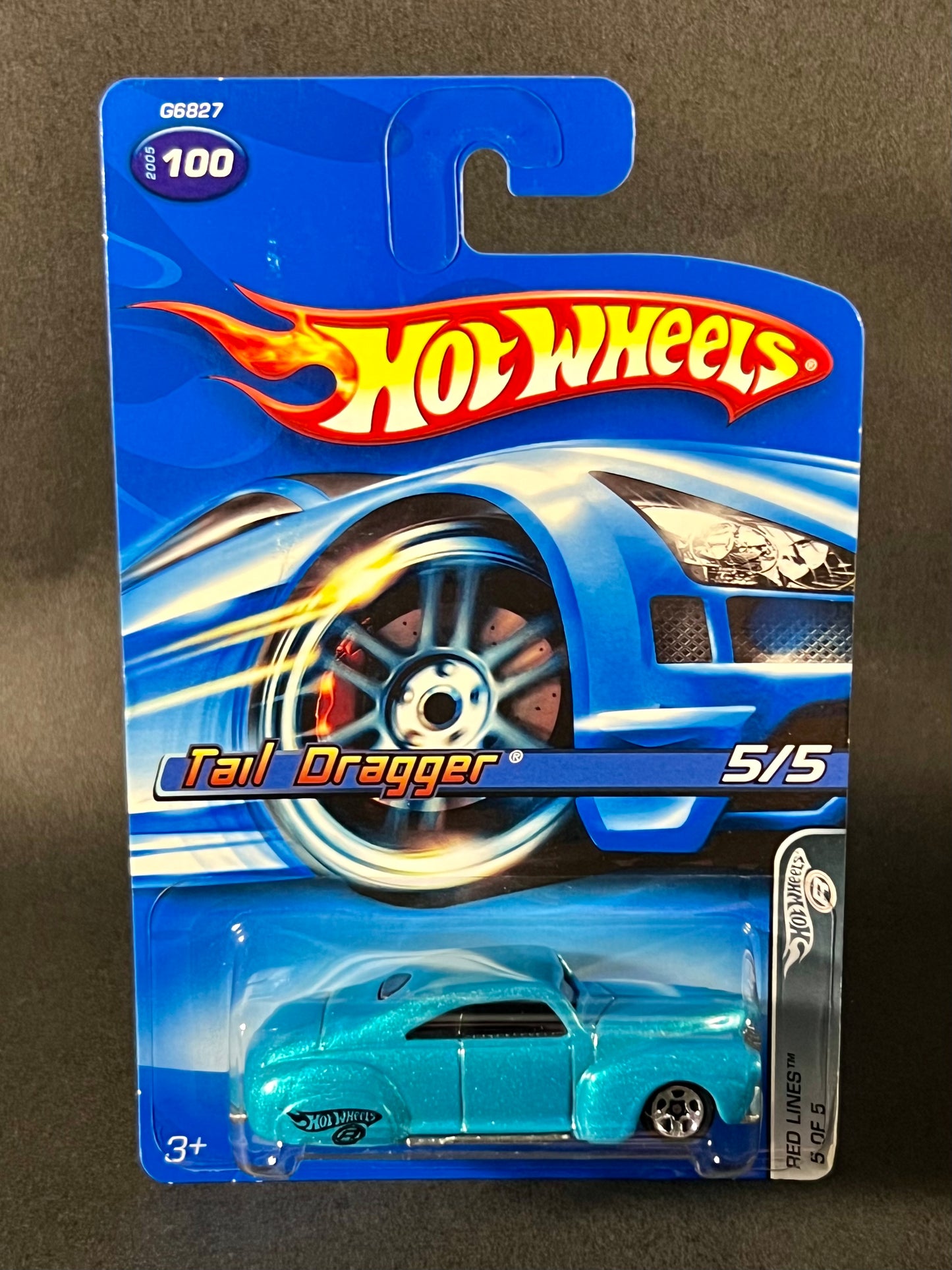 Hot Wheels 2005 #100 Red Lines K-Mart Exclusive Tail Dragger, Blue