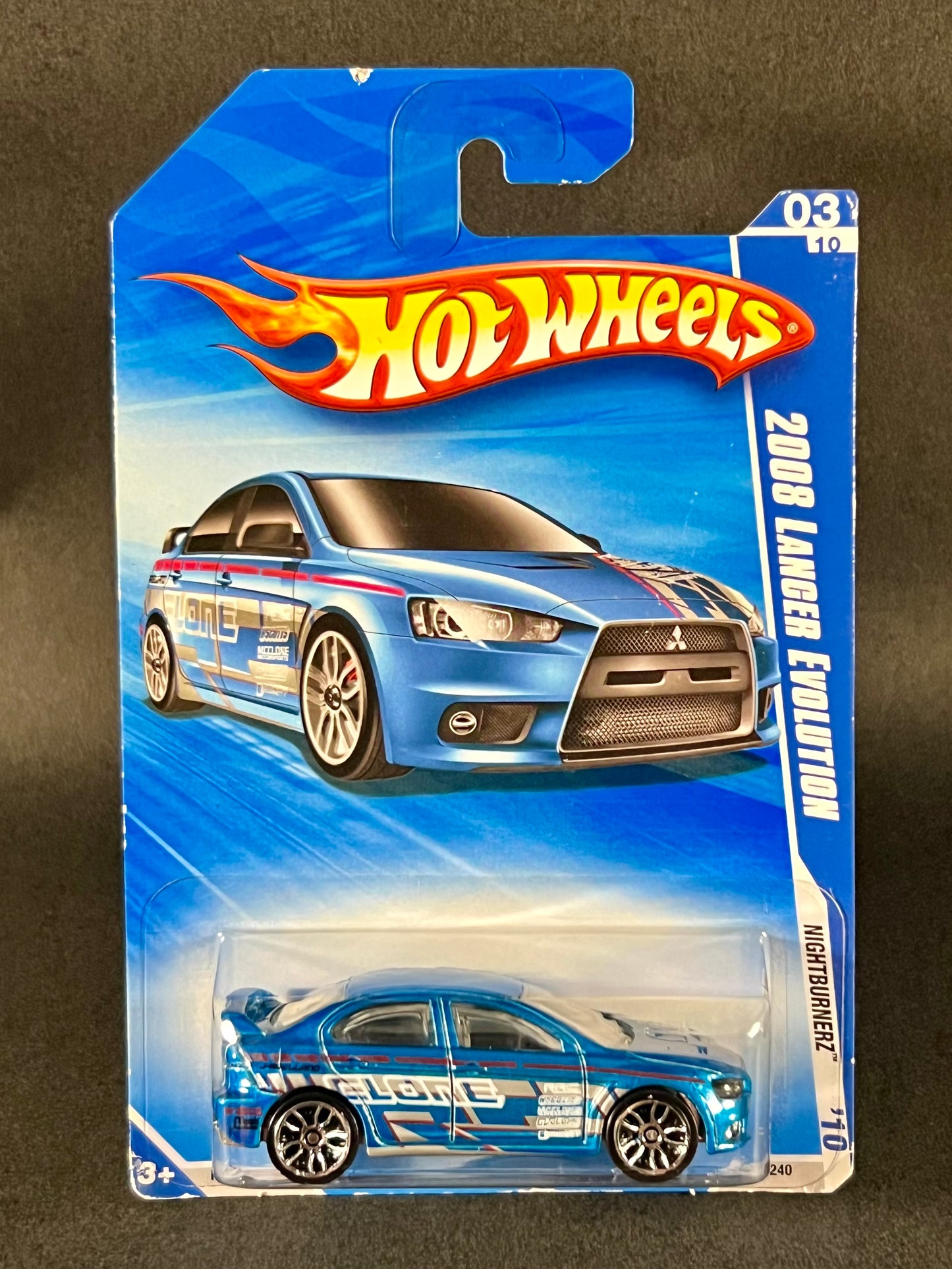 Hot Wheels 2010 Nightburnerz '10 #091 2008 Lancer Evolution, Blue