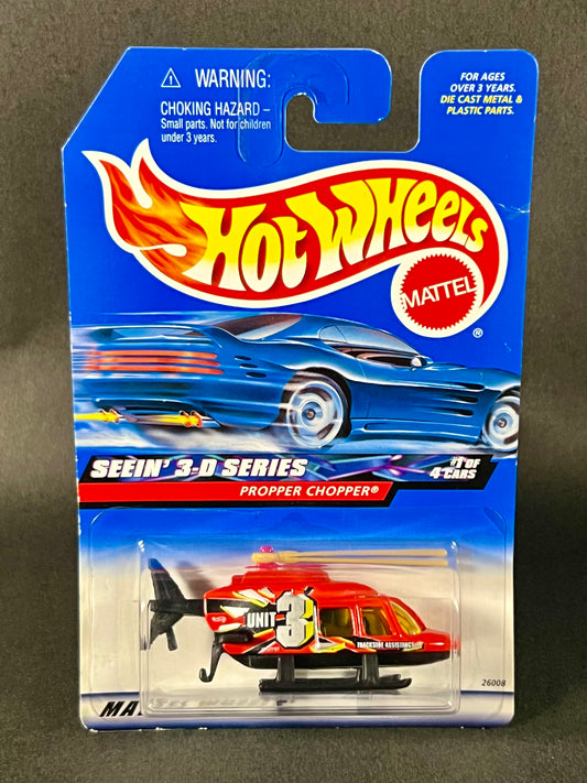 Hot Wheels Seein' 3-D Series #1 Propper Chopper Red