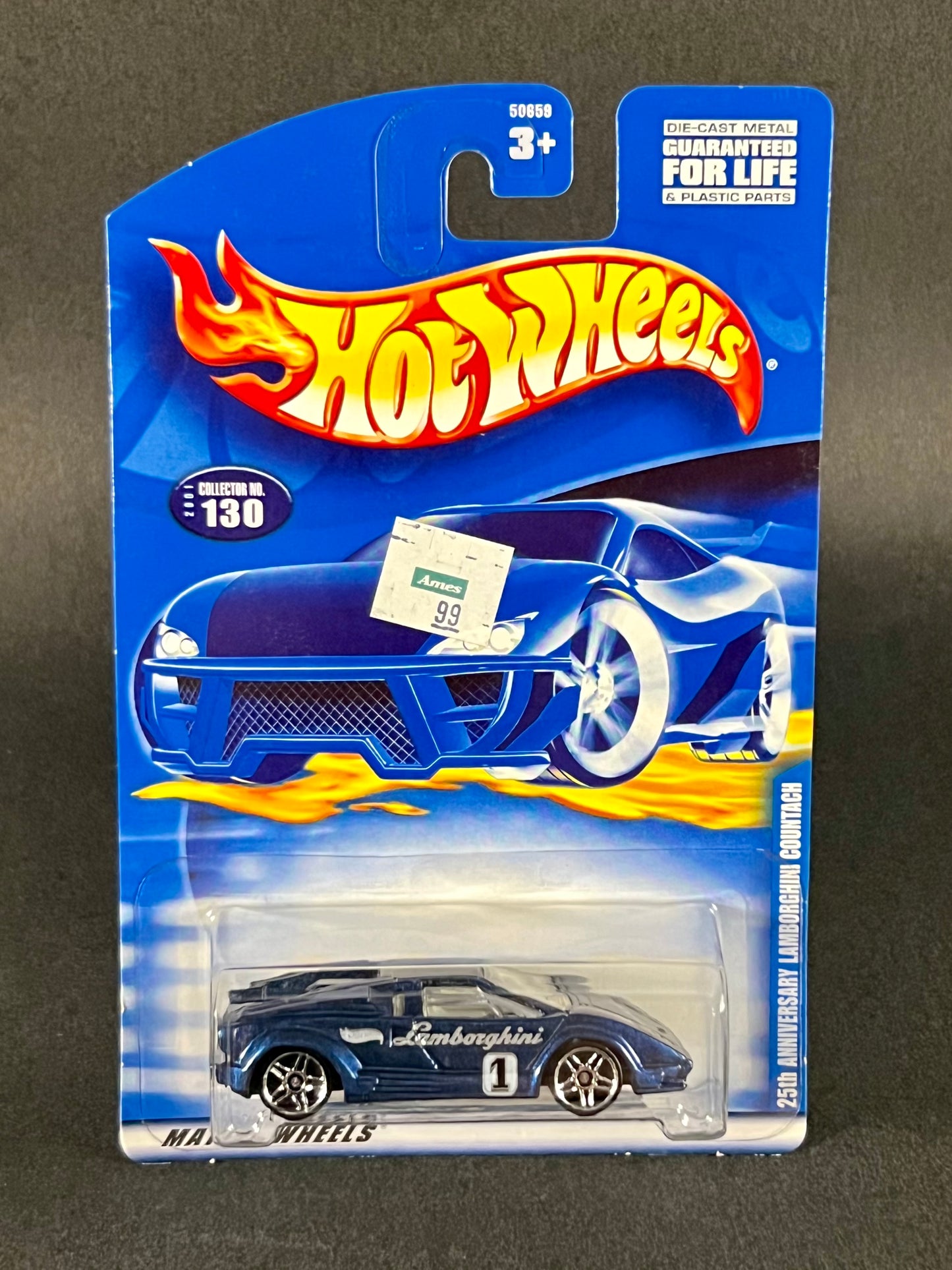 Hot Wheels 2001 #130 25th Anniversary Lamborghini Countach, Blue