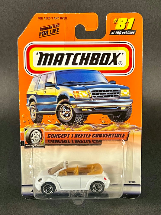 Matchbox 2000 Worldwide Wheels #81 Concept 1 Beetle Convertible, White