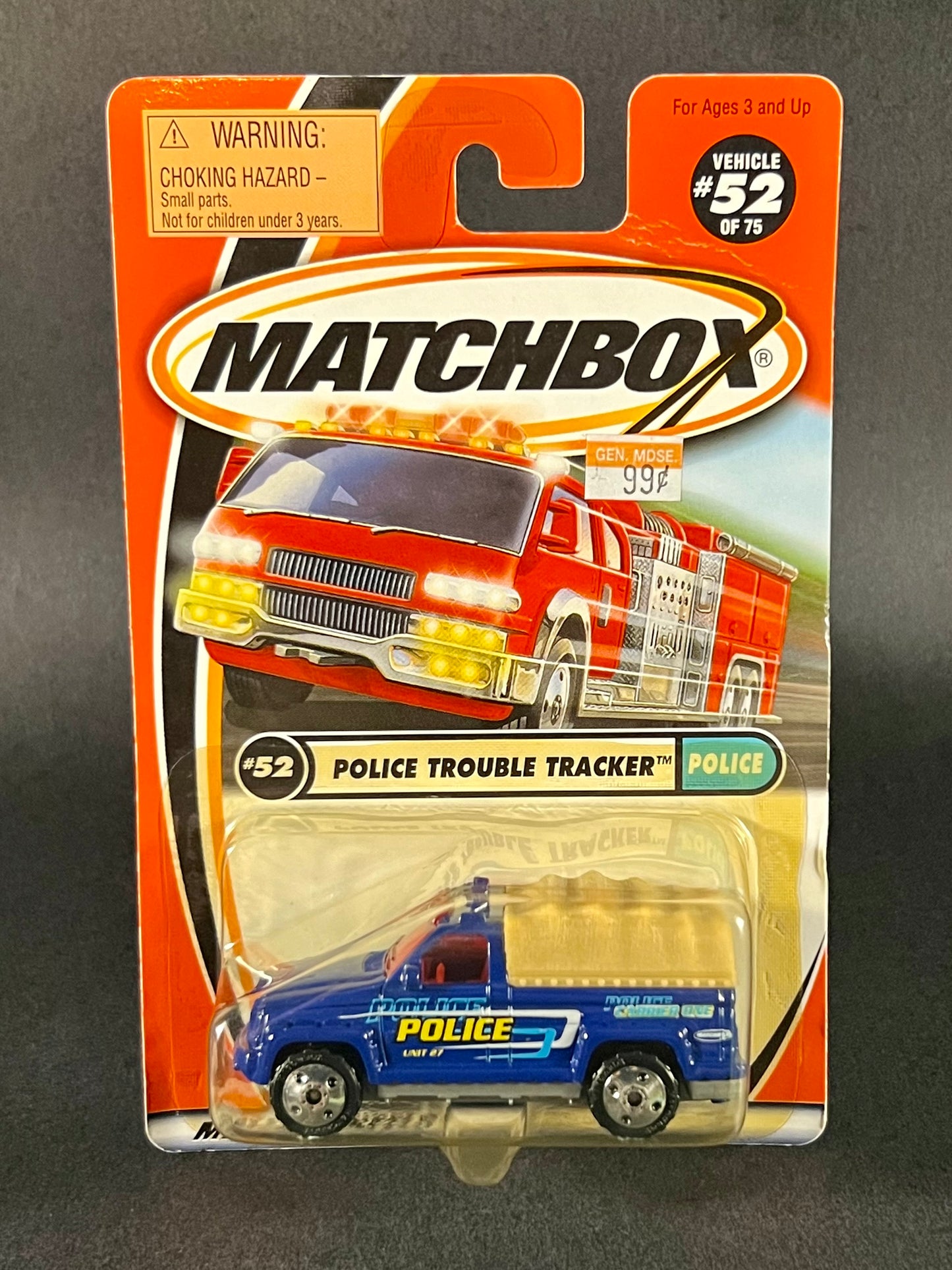 Matchbox 2001 Police #52 Police Trouble Tracker, Blue