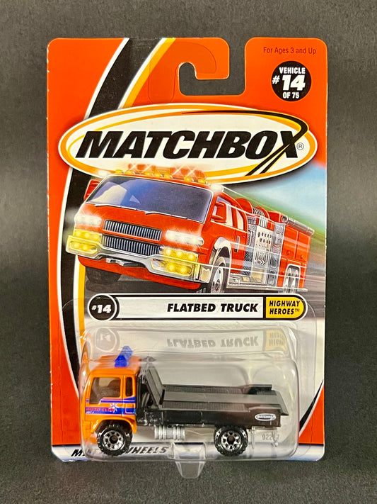 Matchbox 2001 Highway Heroes #14 Flatbed Truck, Orange