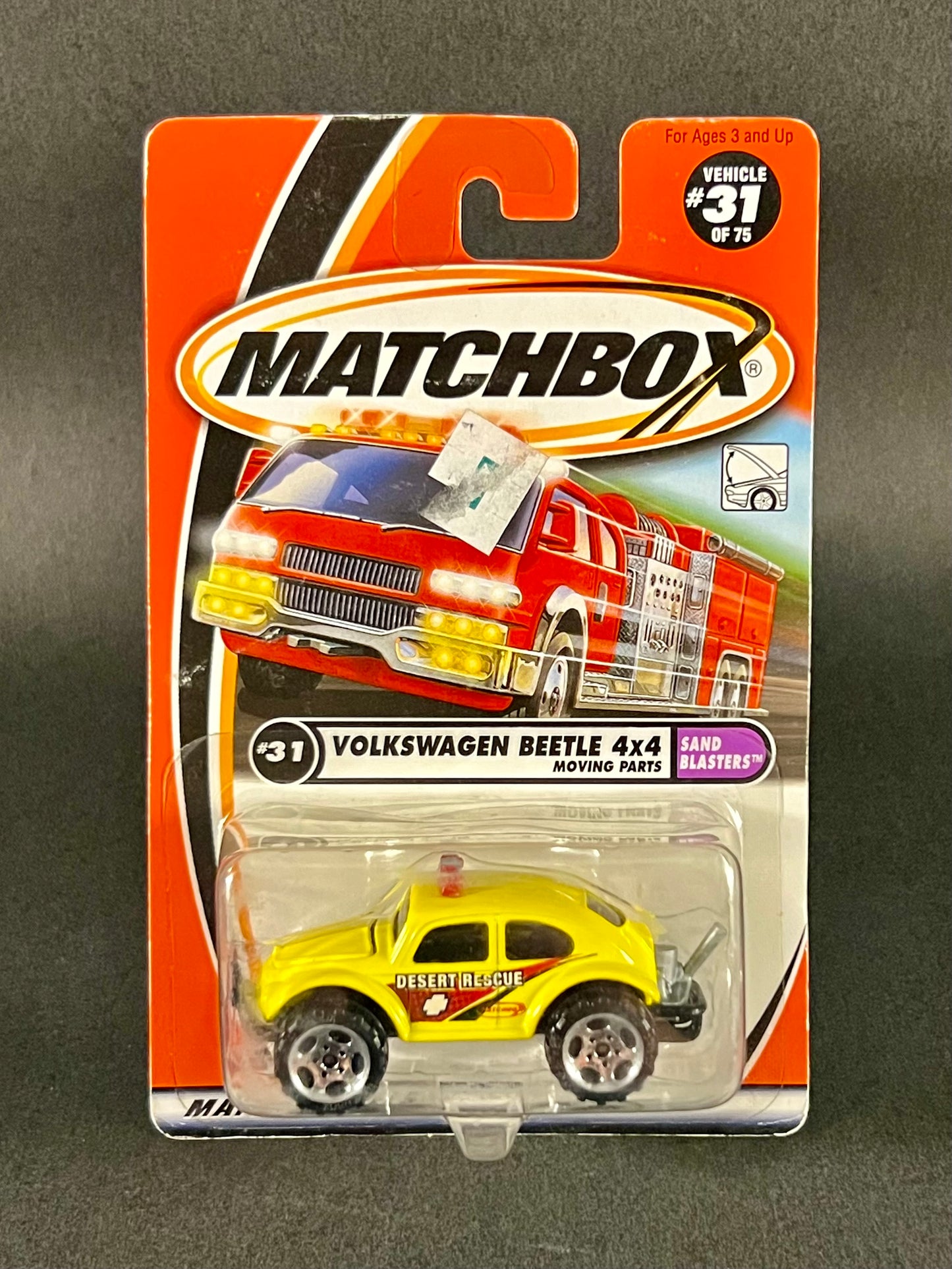 Matchbox 2001 Sand Blasters #31 Volkswagen Beetle 4x4, Yellow